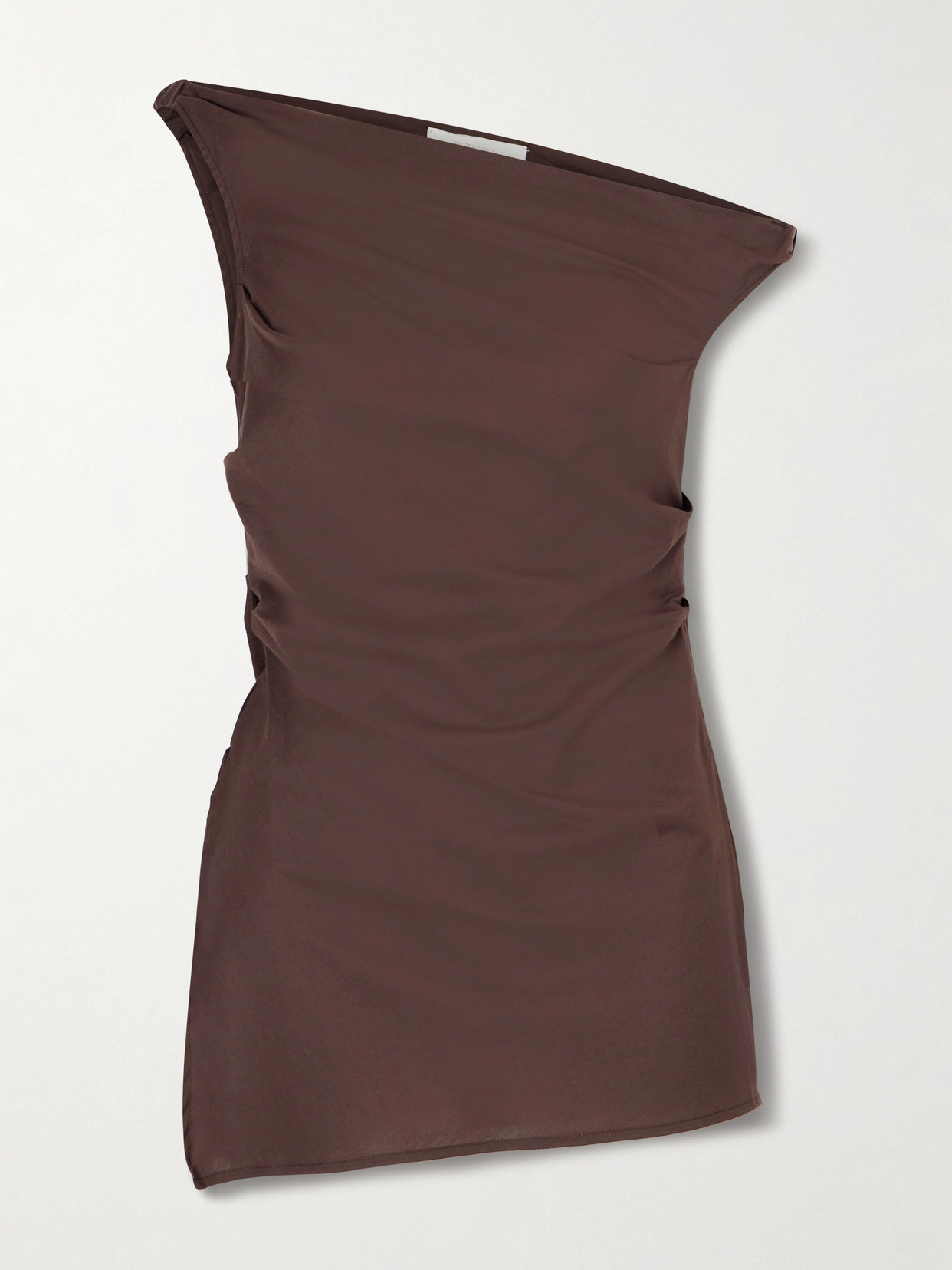 Faithfull Cosima Asymmetric Gathered Cotton-poplin Top In Brown