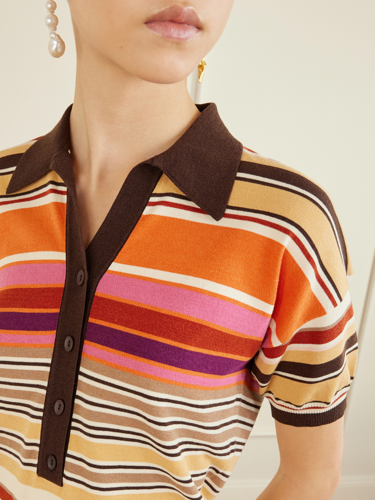 Sable Striped Jersey Polo