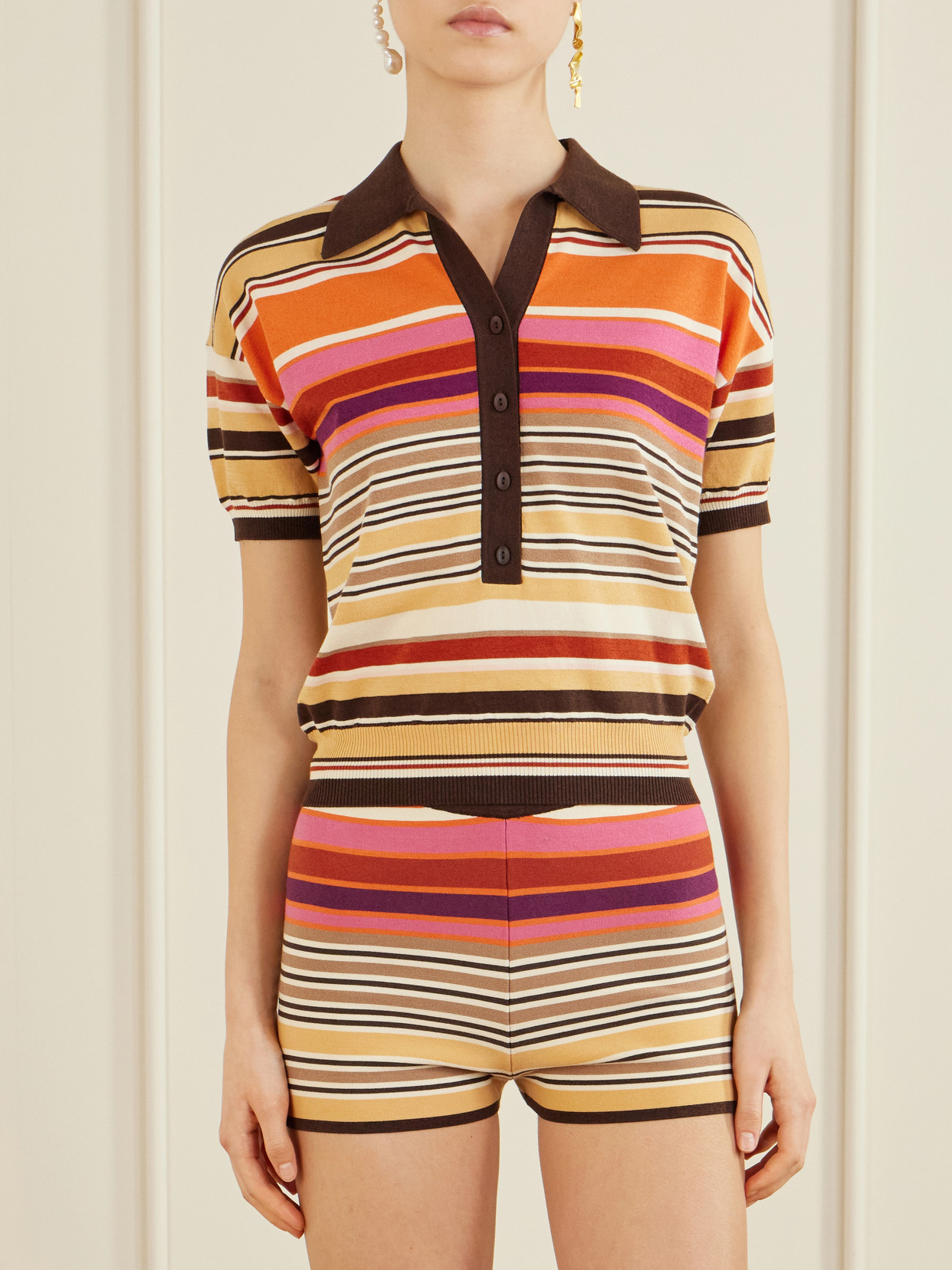 Sable Striped Jersey Polo