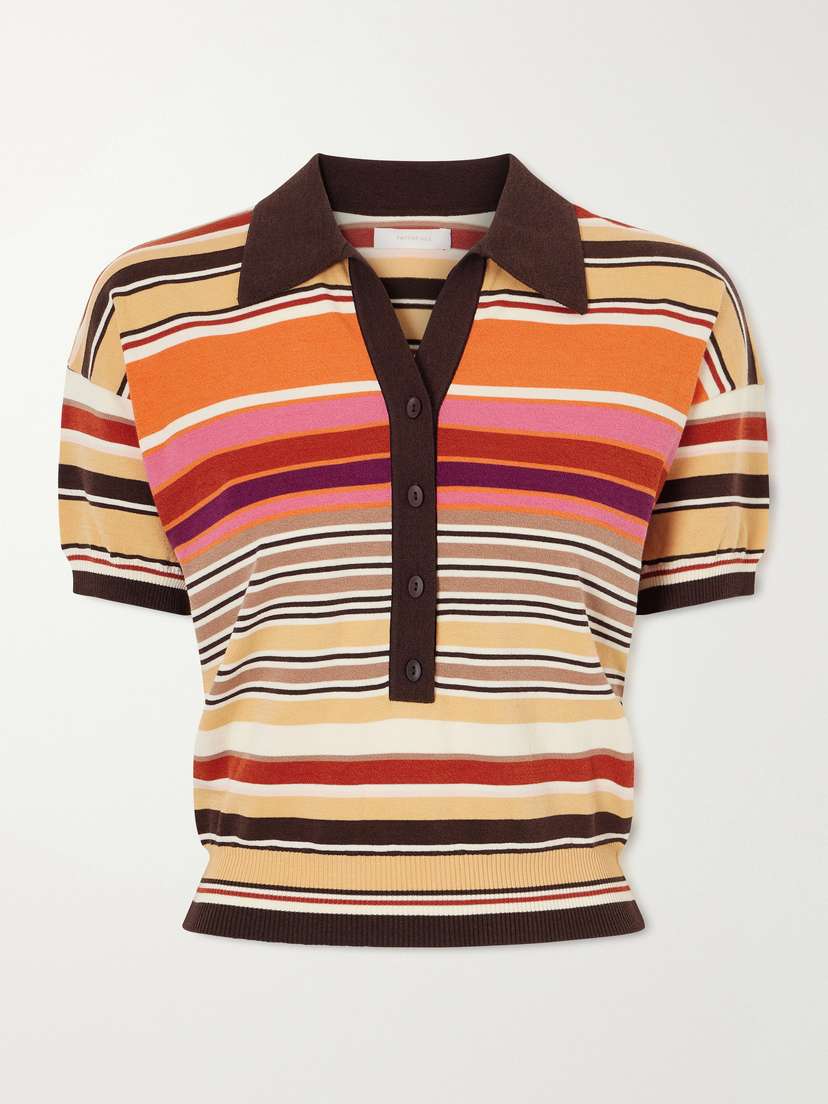Faithfull Sable Striped Jersey Polo Shirt