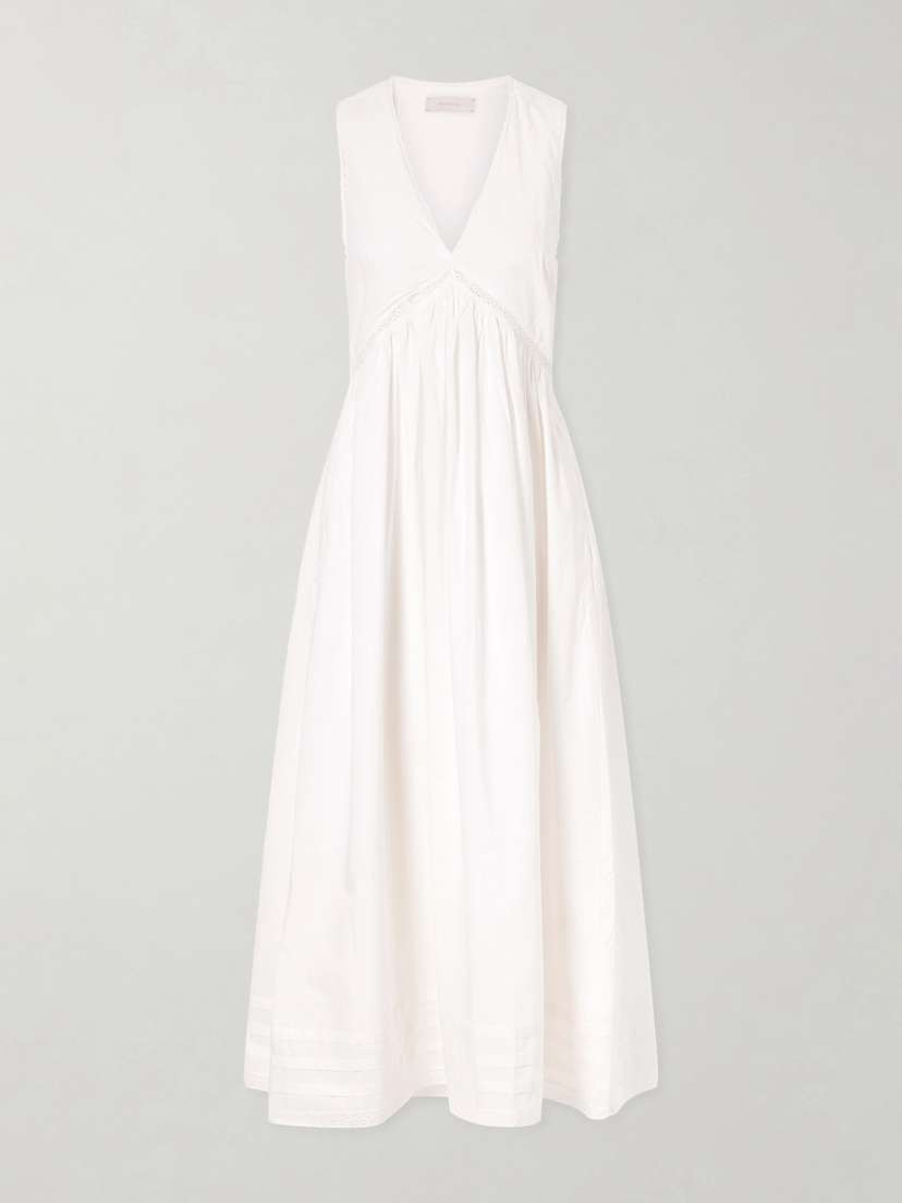 Faithfull Fiora Lace-trimmed Cotton Midi Dress