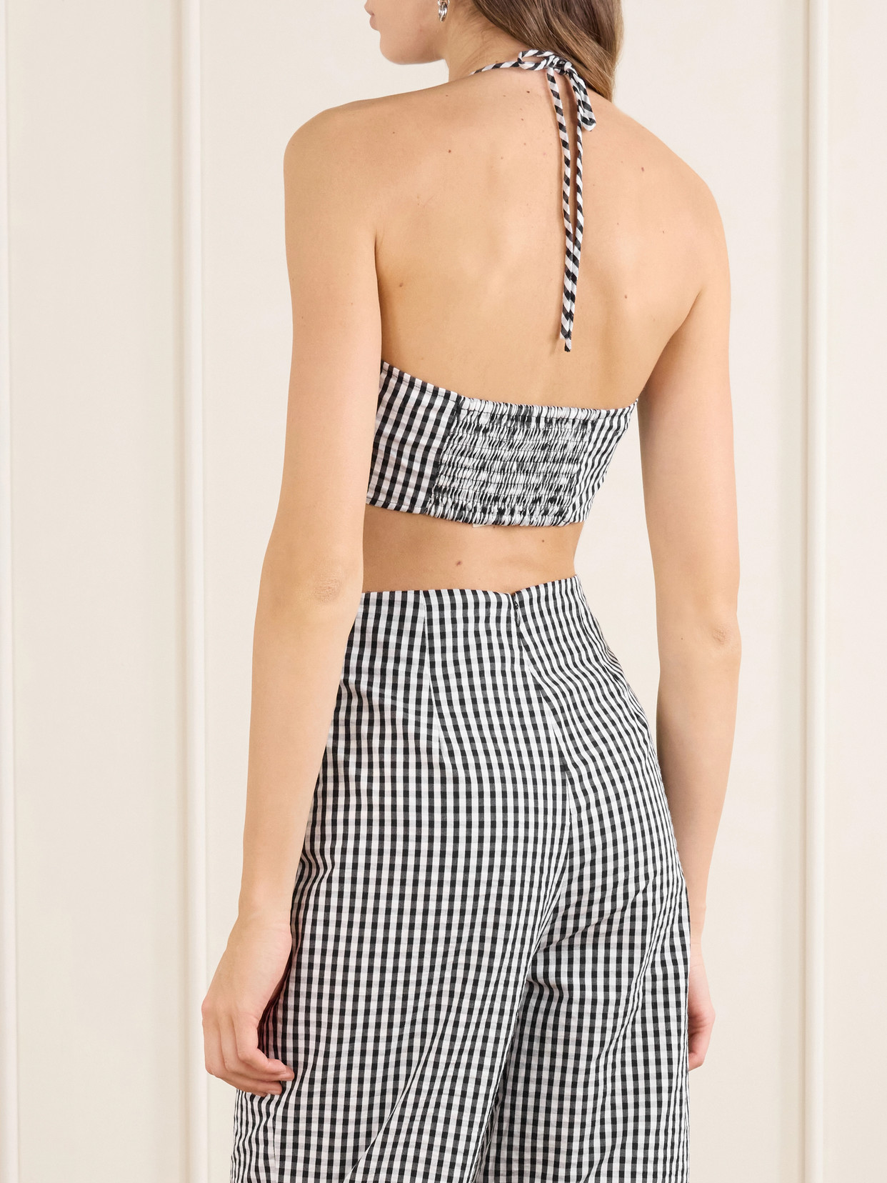 Onda Knotted Checked Cotton Top