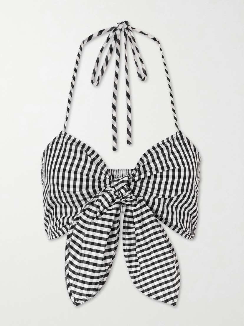 Faithfull Onda Knotted Checked Cotton Top