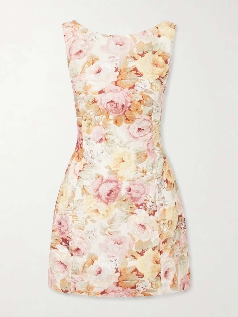 Faithfull Sofia Floral-print Linen Mini Dress