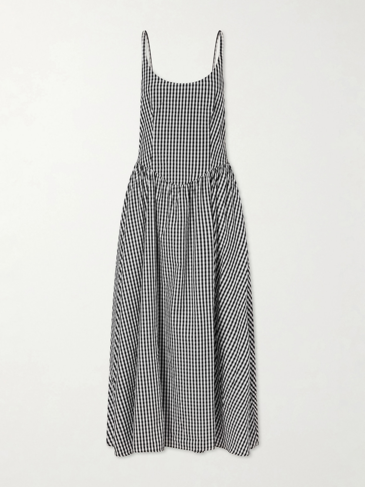 Faithfull Chiara Gingham Cotton Midi Dress In Black