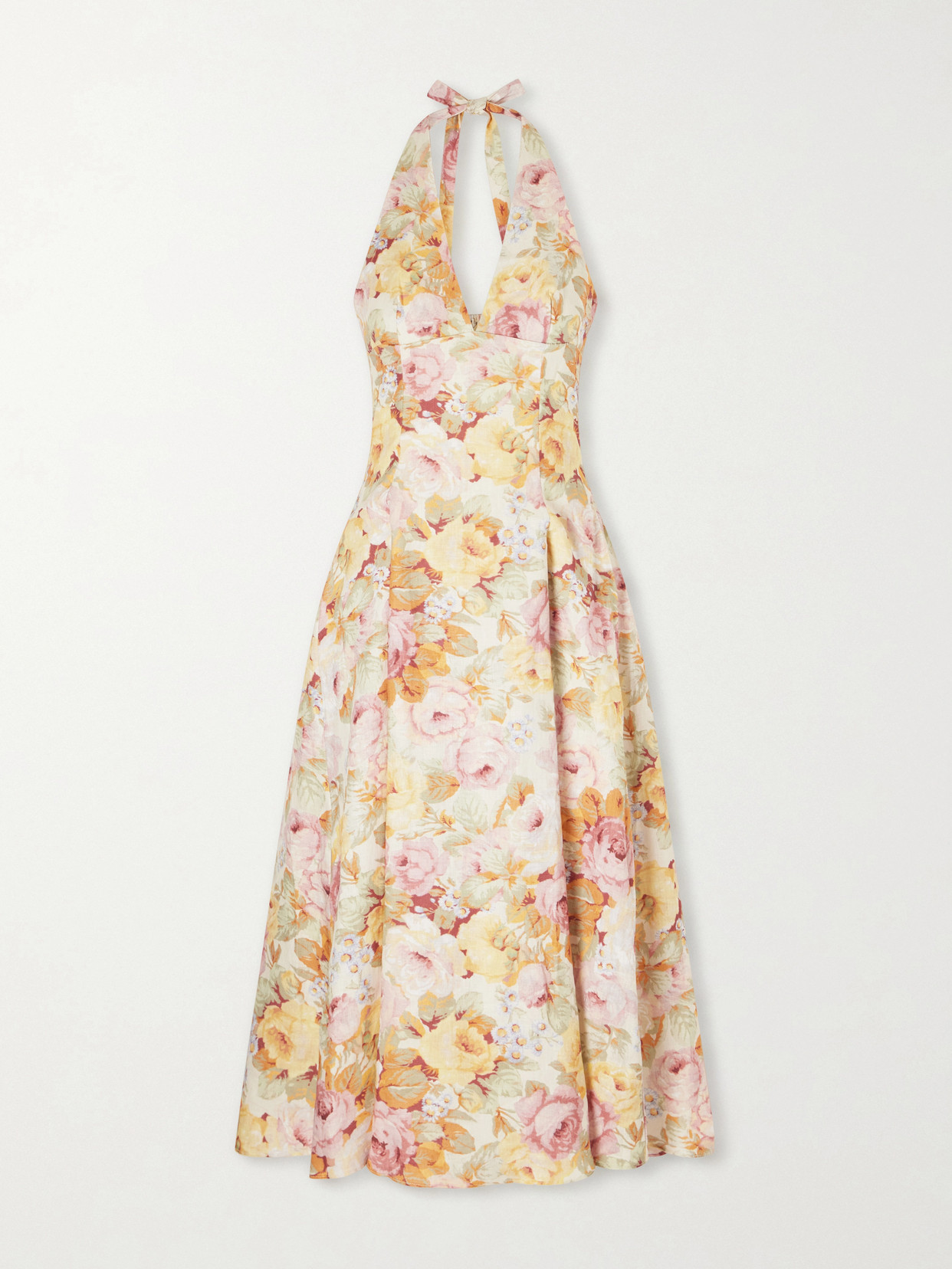 Faithfull Murano Floral-printed Linen Midi Dress In Multi