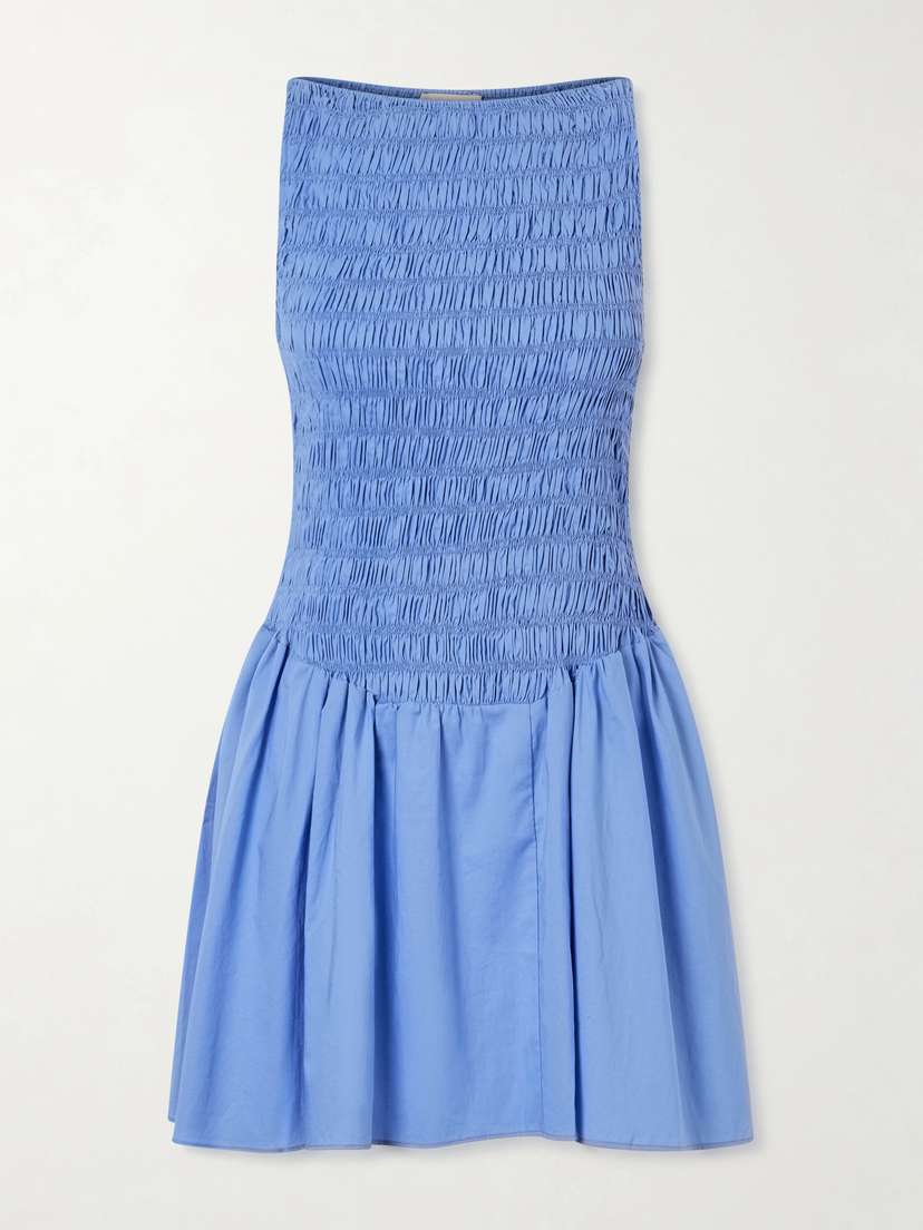 Faithfull Martina Shirred Cotton Mini Dress