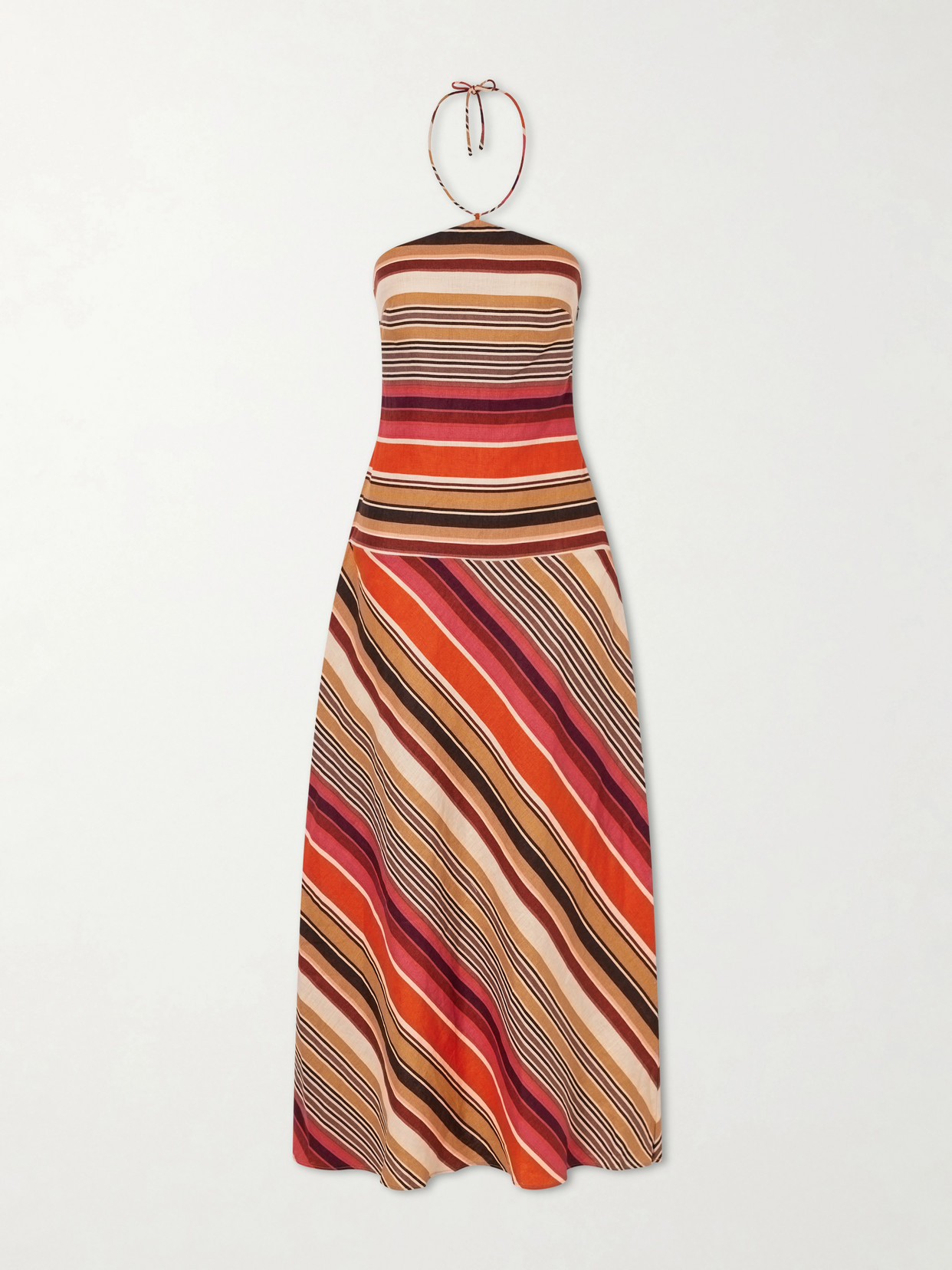 Faithfull Clara Striped Linen Maxi Dress In Multi