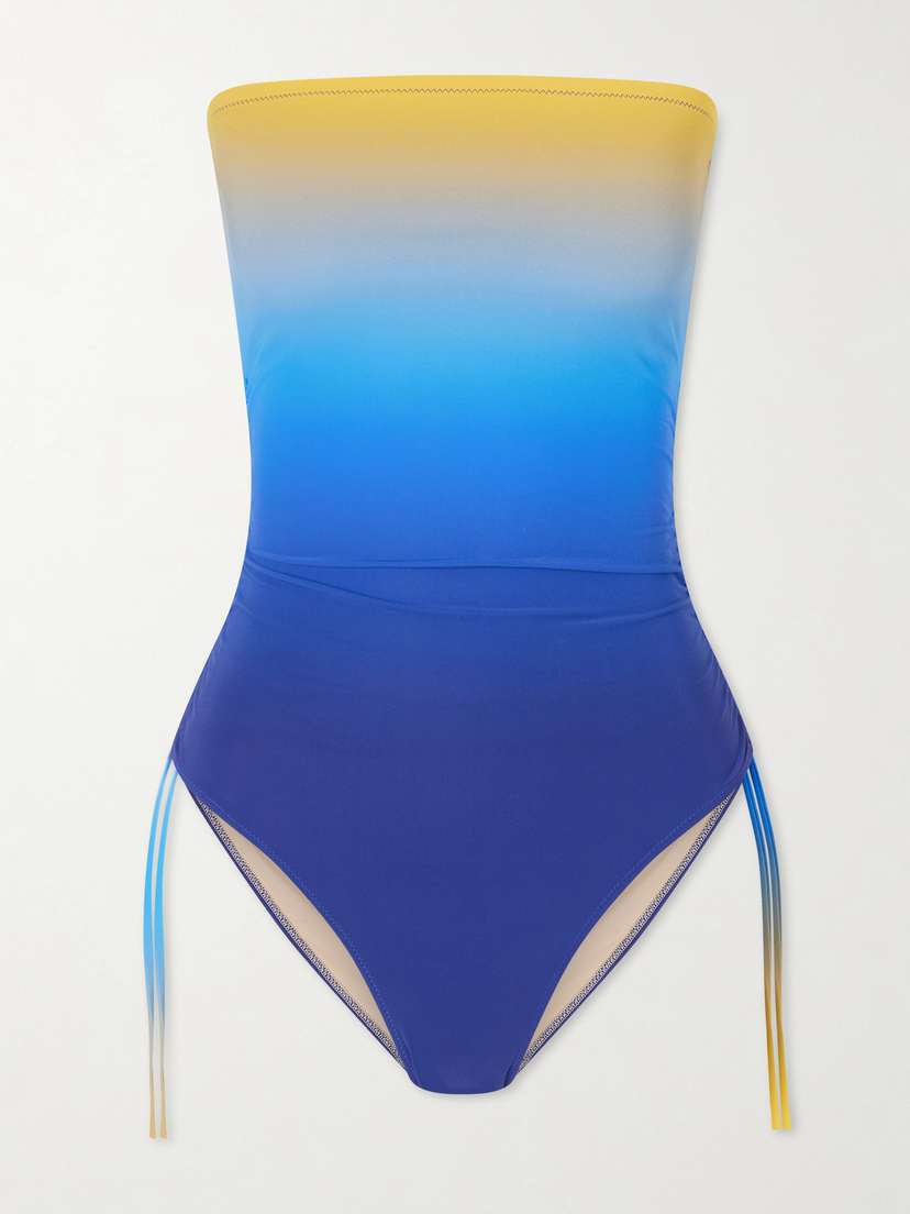 Lido Sessantadue Strapless Ruched Dégradé Swimsuit