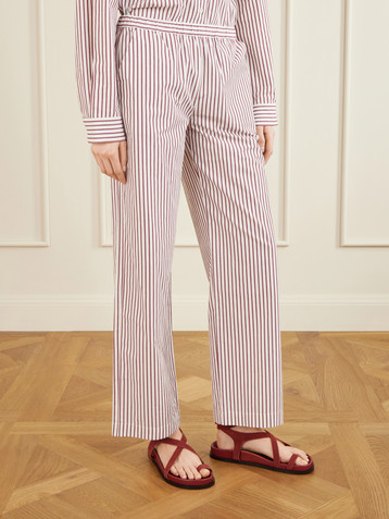 LIDO Striped cotton-poplin straight-leg pants