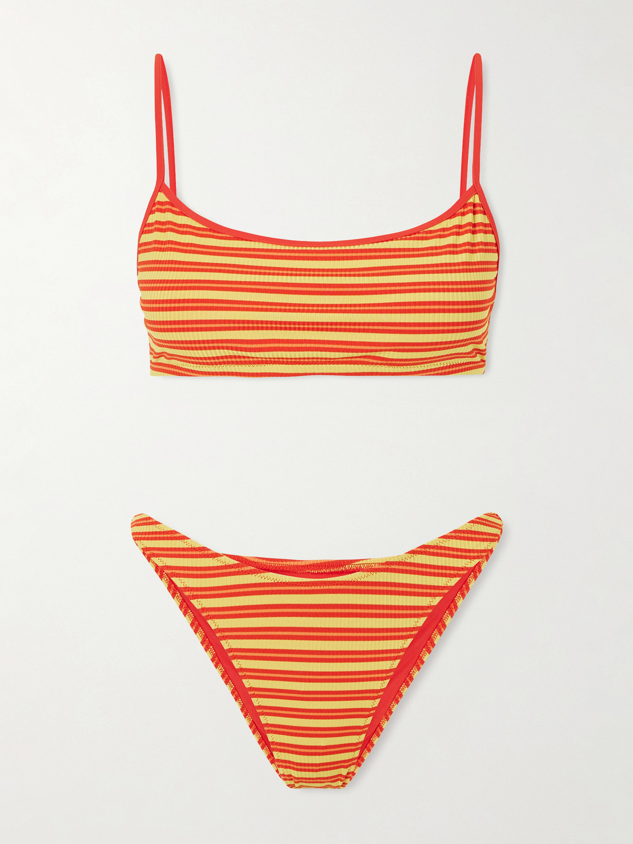 Lido Striped Ribbed Bikini In Orange