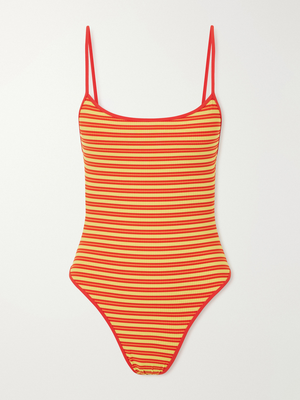 Lido Striped Ribbed Swimsuit In Orange