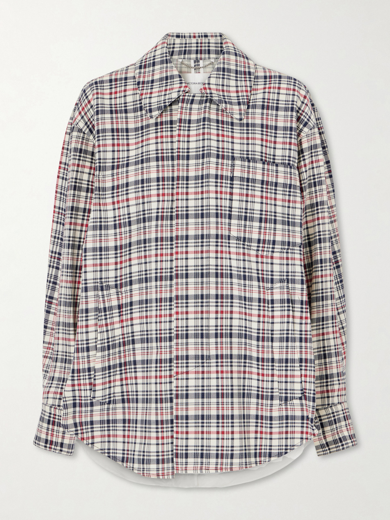 Victoria Beckham Cocoon Checked Cotton And Virgin Wool-blend Jacket In Multi