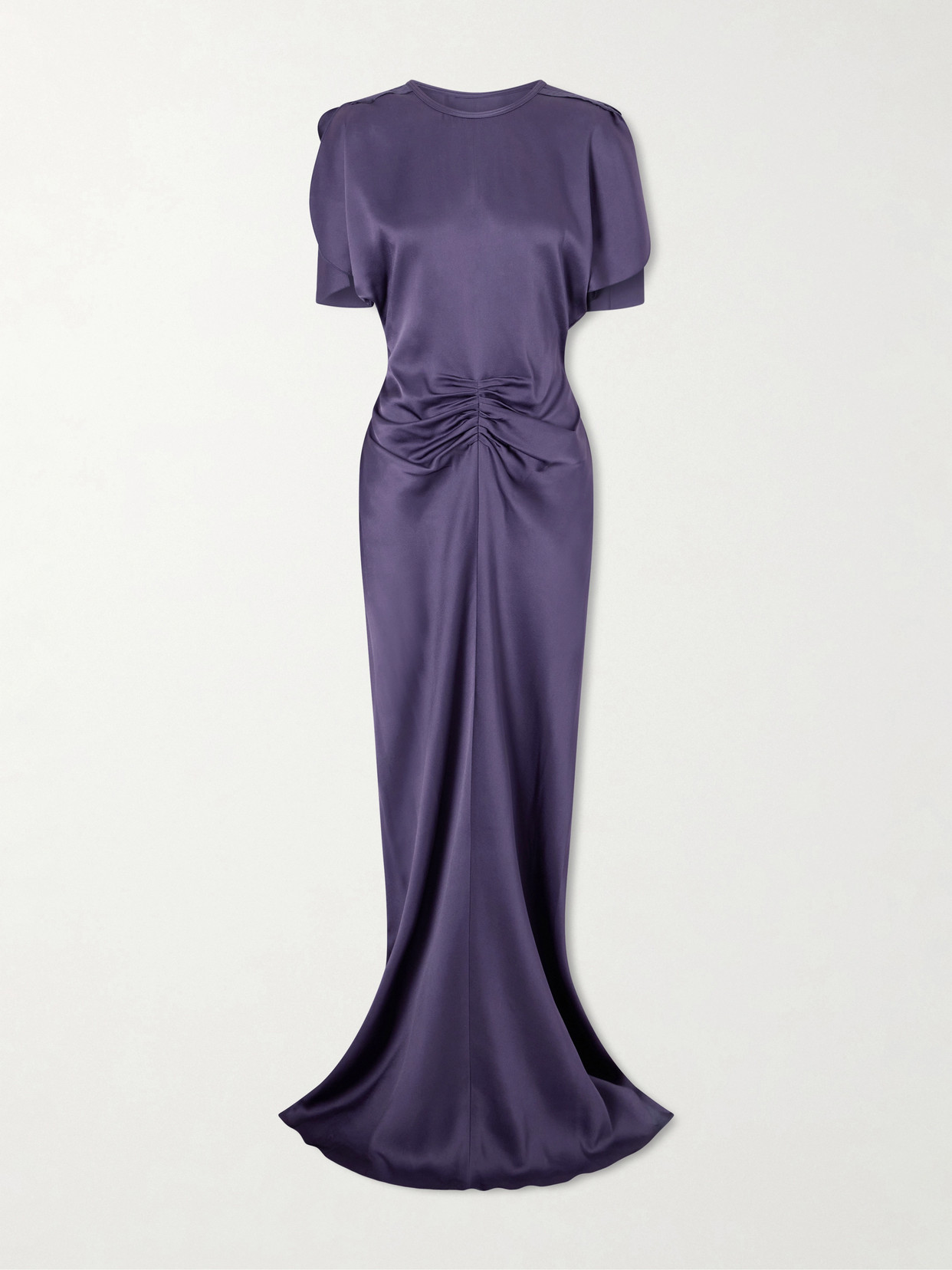 Victoria Beckham Isabella Ruched Satin Gown In Blue