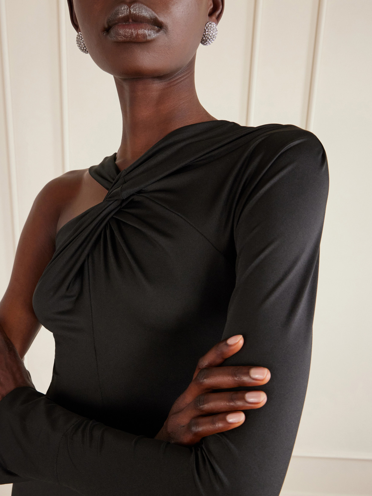 One-Shoulder Satin Gown