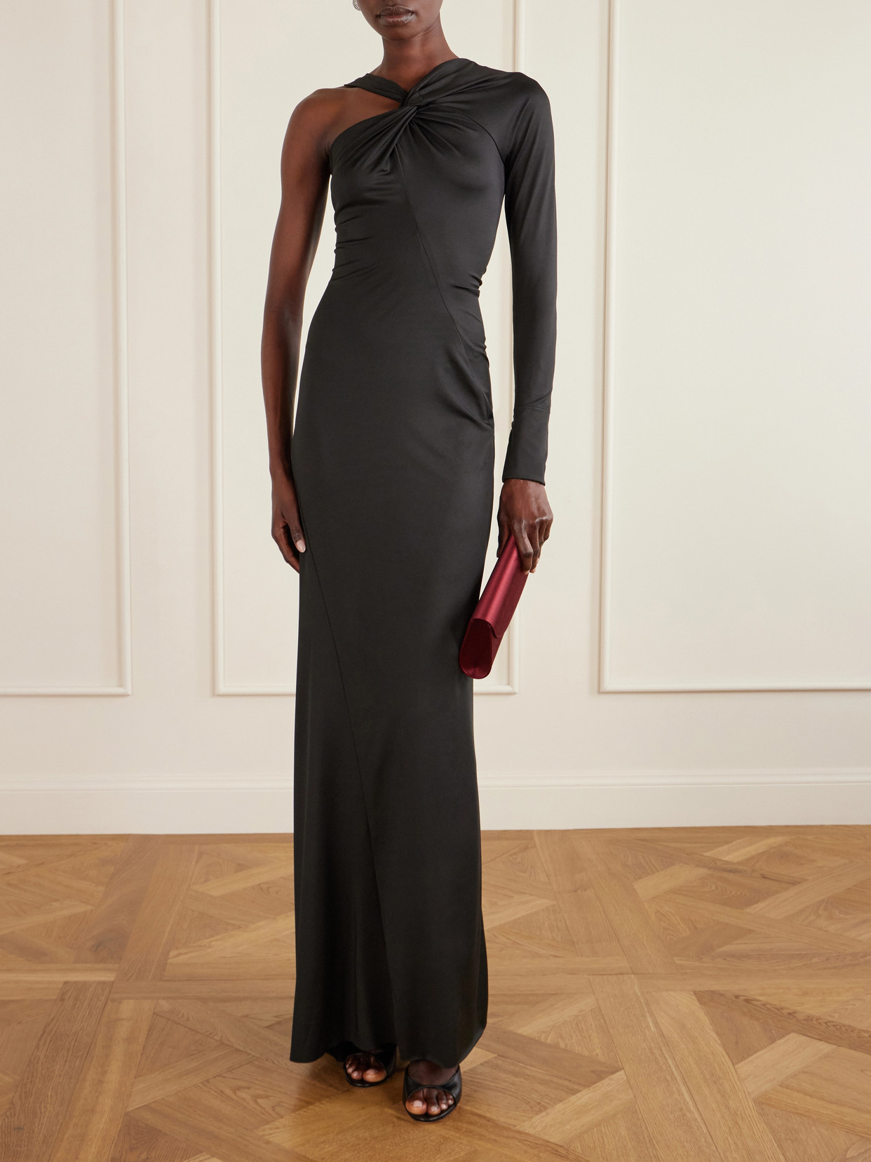 One-Shoulder Satin Gown