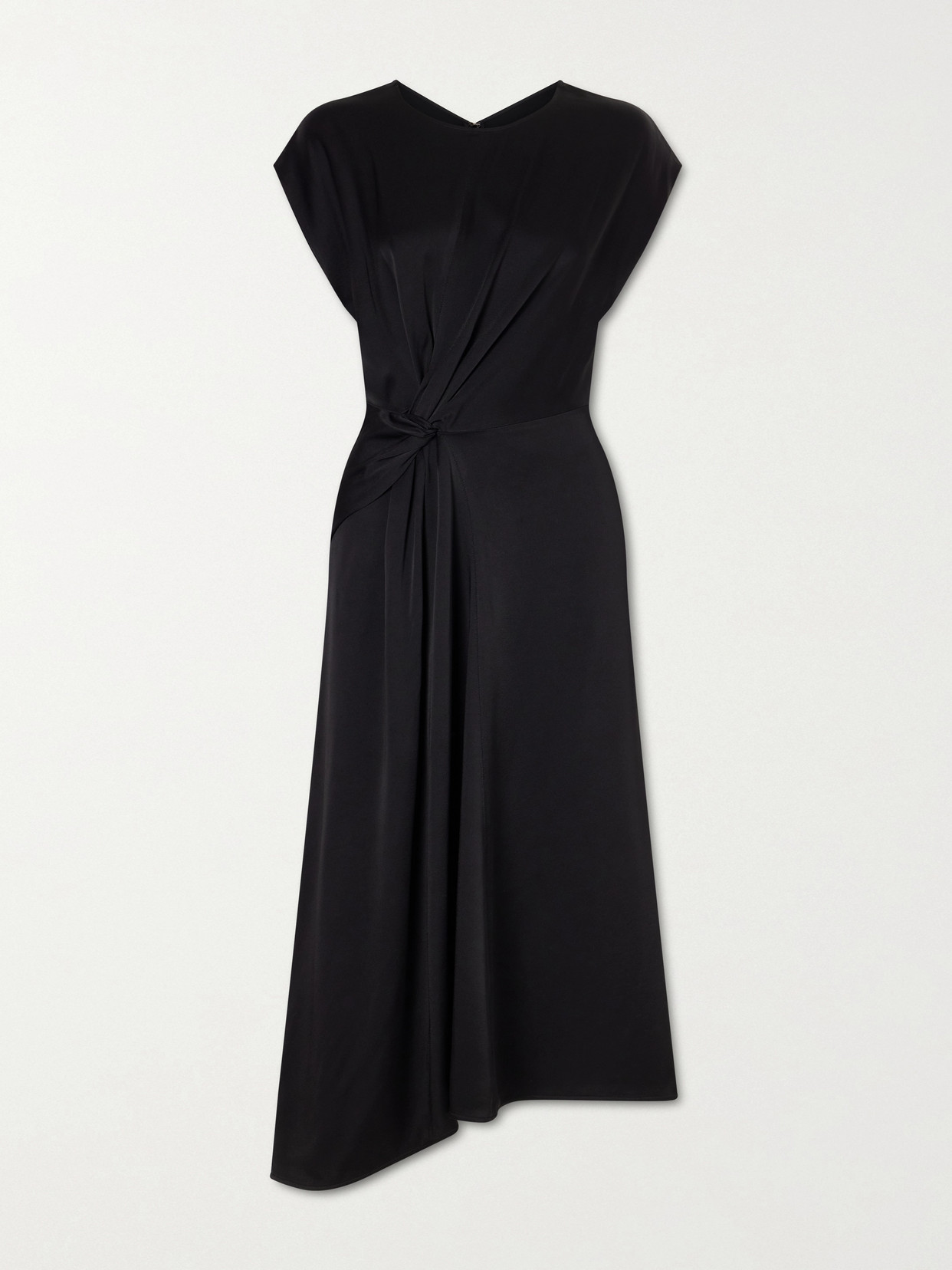 Victoria Beckham Twisted-front Satin Midi Dress In Black