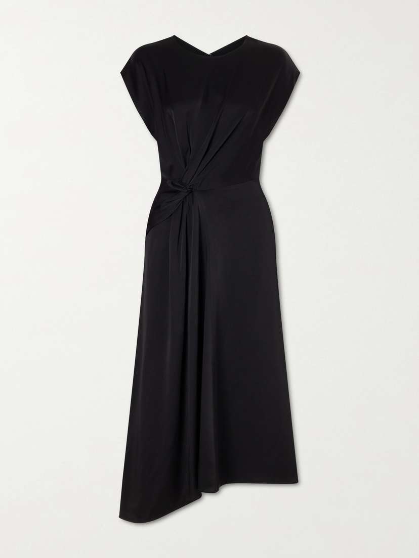 Victoria Beckham Twisted-front Satin Midi Dress