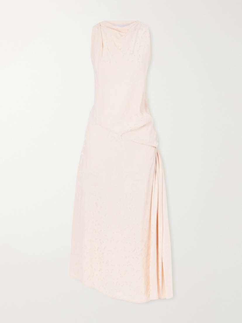 Victoria Beckham Twisted Floral-jacquard Silk Midi Dress