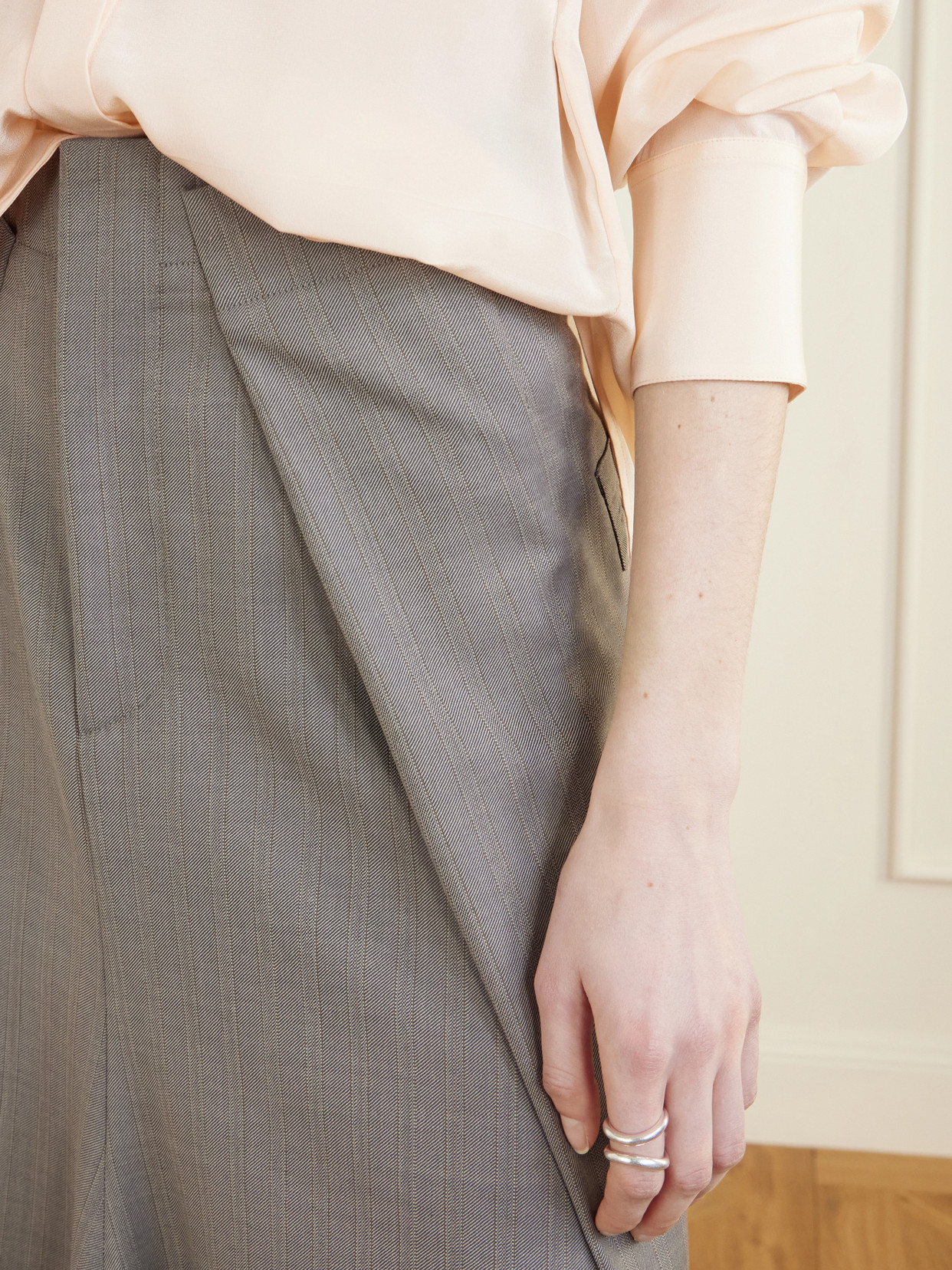 Victoria Beckham Asymmetric Virgin Wool Midi Skirt In Animal Print