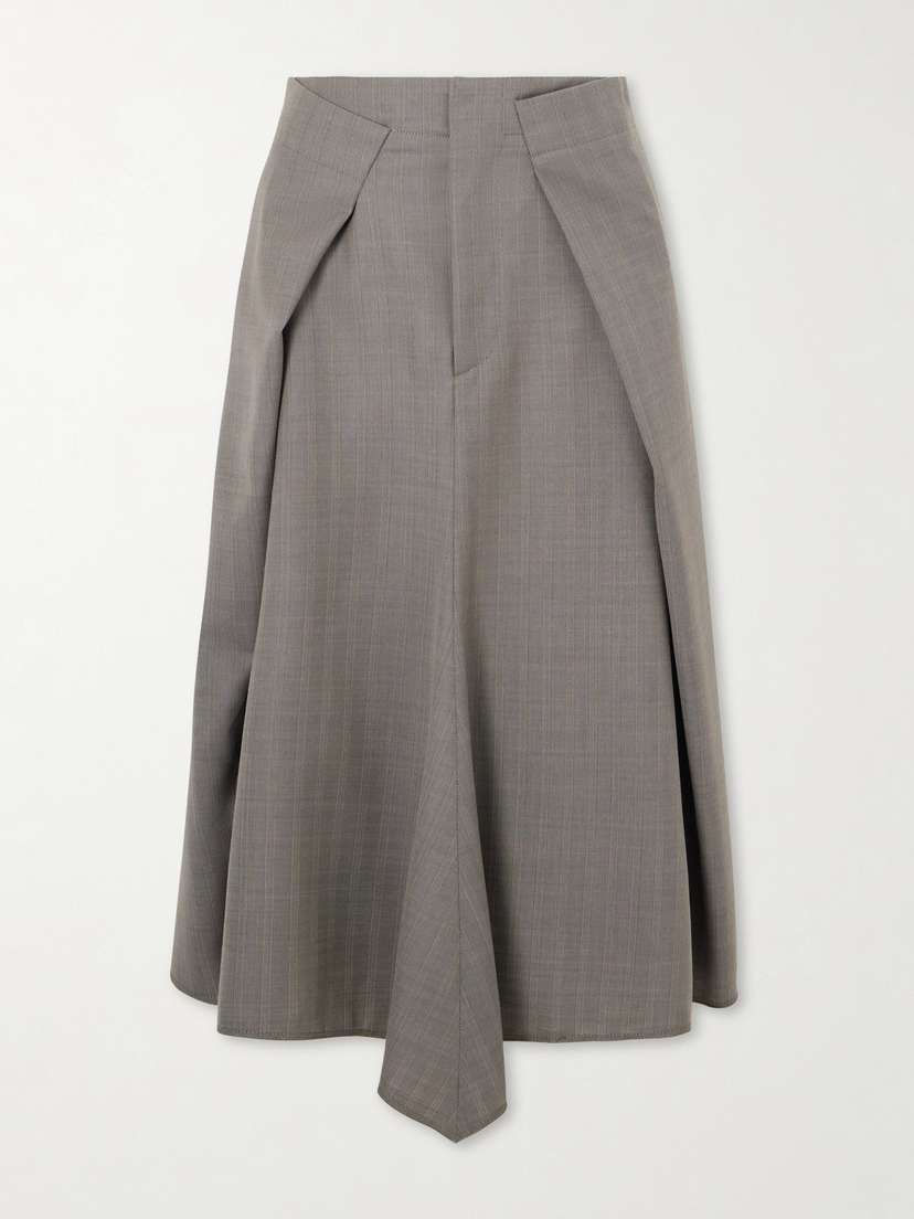Victoria Beckham Pleated Wool Midi Skirt