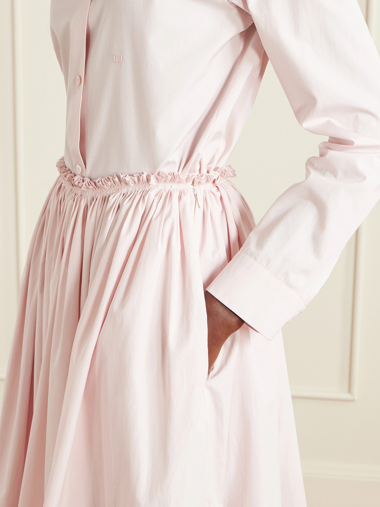 Shiva Gathered Cotton-Poplin Maxi