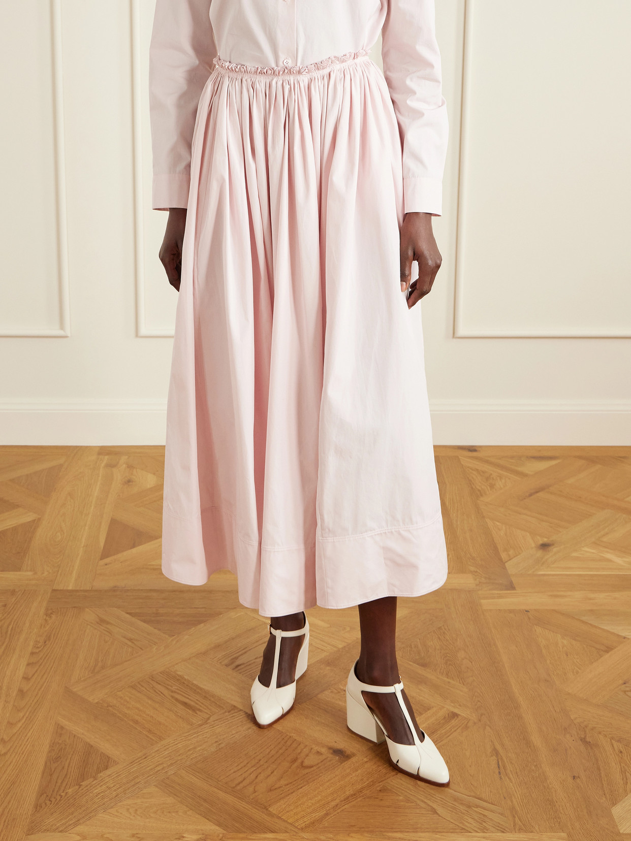 Shiva Gathered Cotton-Poplin Maxi