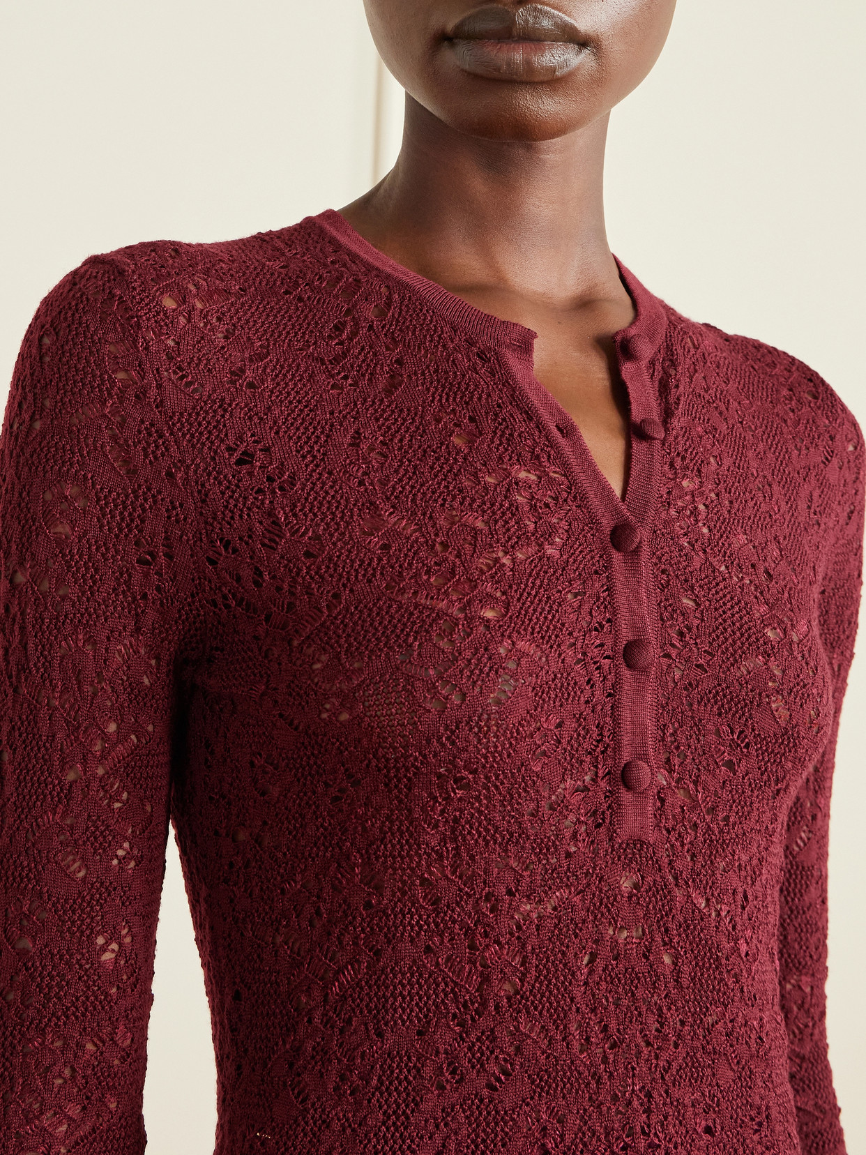 Gaviran Pointelle-Knit Wool Henley Top