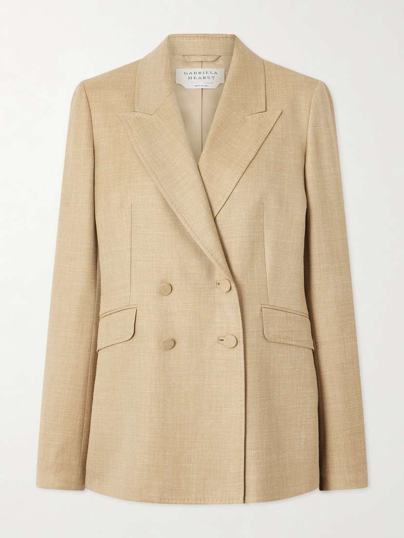 Gabriela Hearst Angela Double-breasted Wool, Silk And Linen-blend Blazer