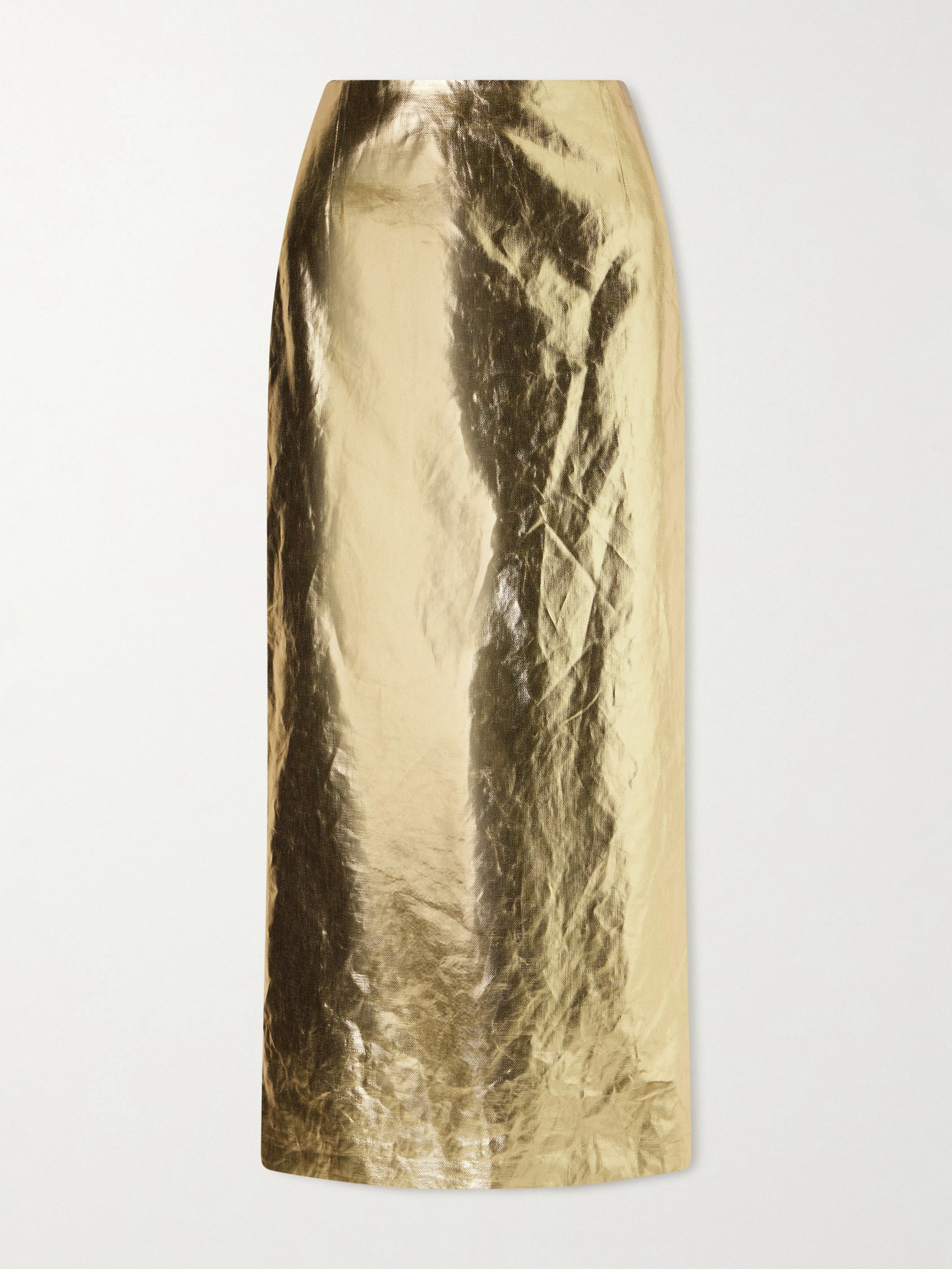 Gabriela Hearst Manuela Linen Midi Skirt In Gold