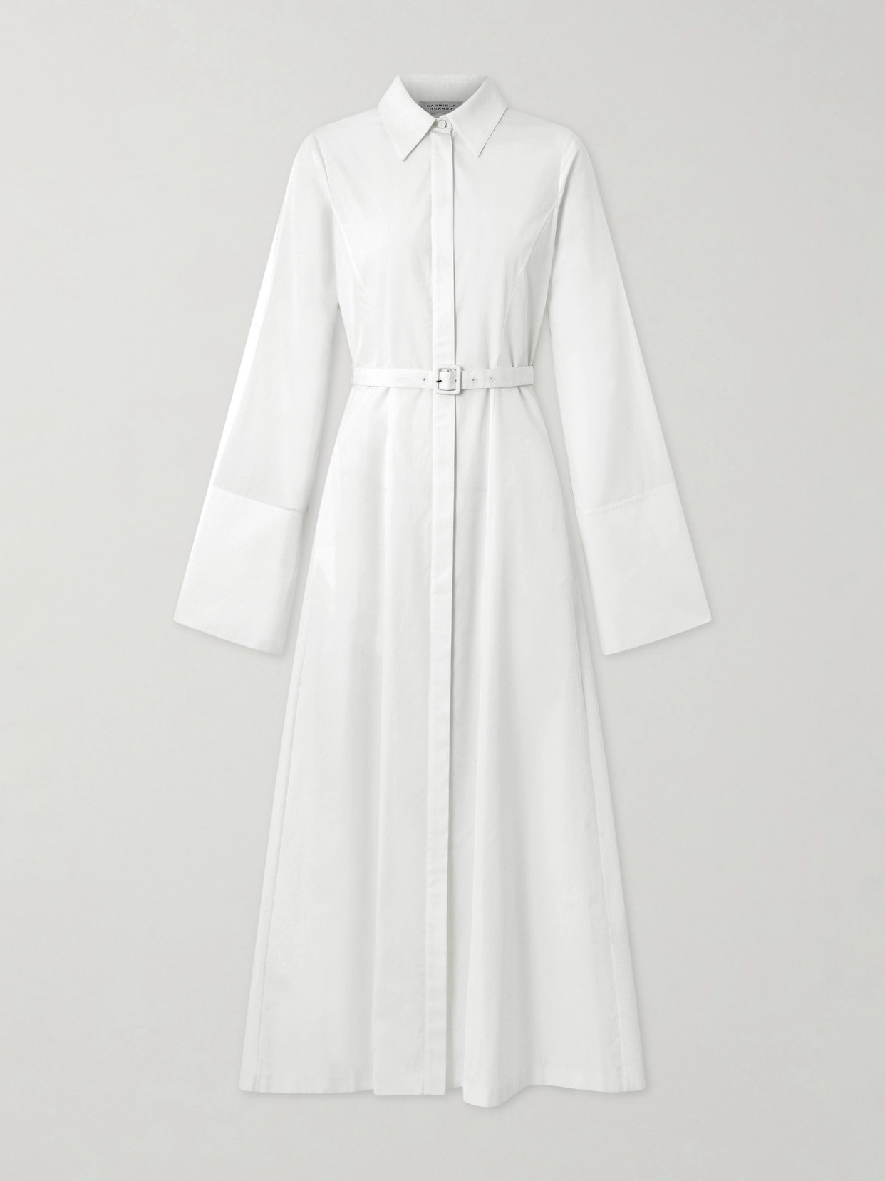 Gabriela Hearst Carmina Belted Cotton-poplin Maxi Dress In White
