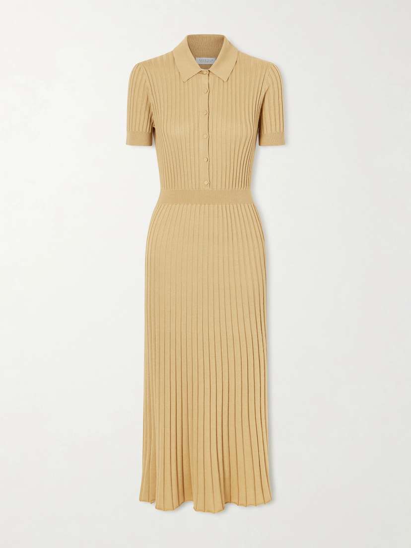 Gabriela Hearst Amor Ribbed Silk And Cashmere-blend Midi Dress