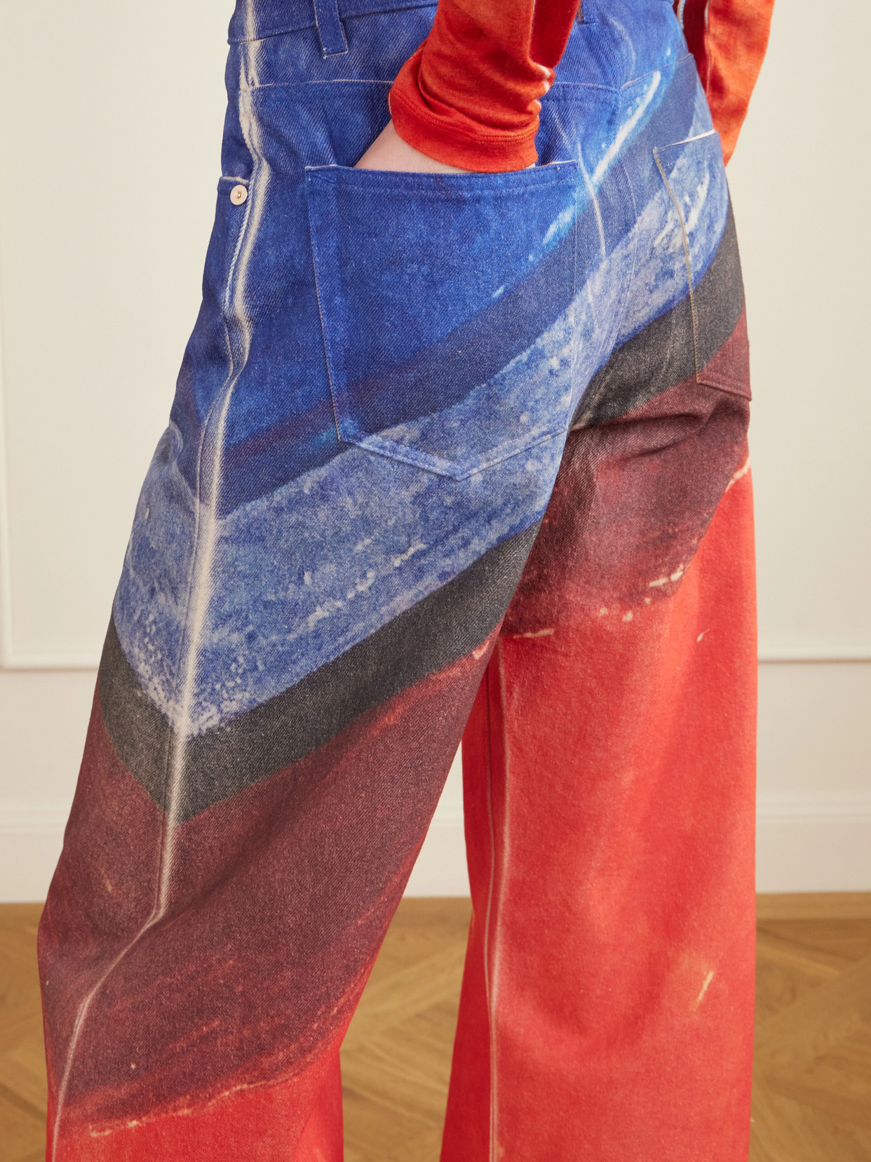 Amoret Printed High-Rise Barrel-Leg Recycled Jeans
