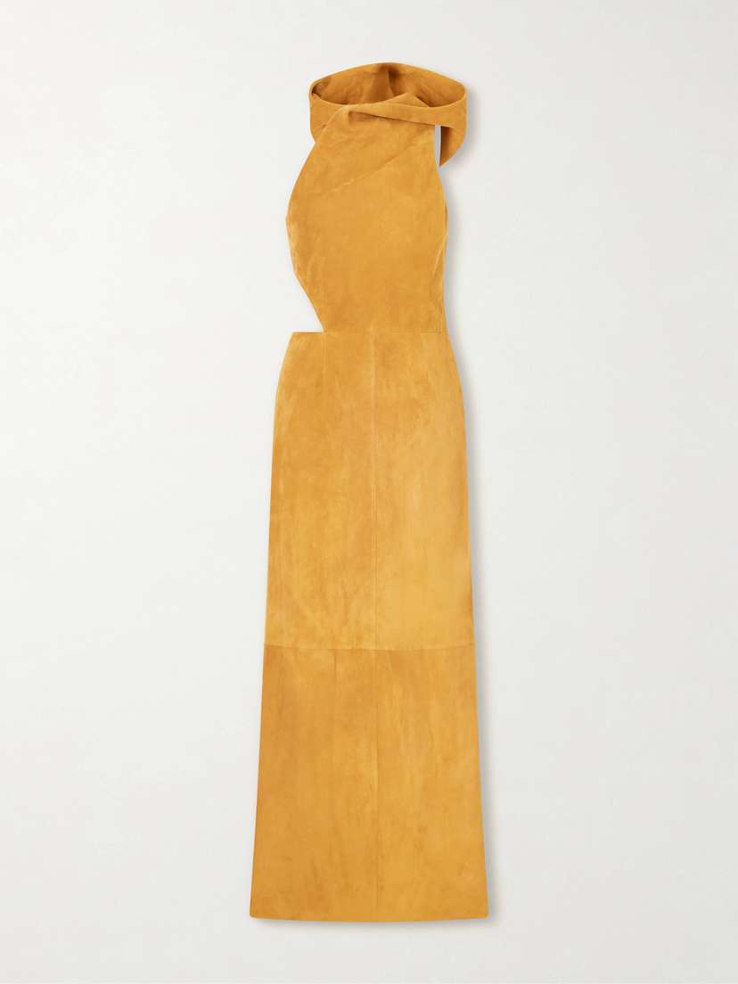 Gabriela Hearst Kallen Hooded Suede Maxi Dress