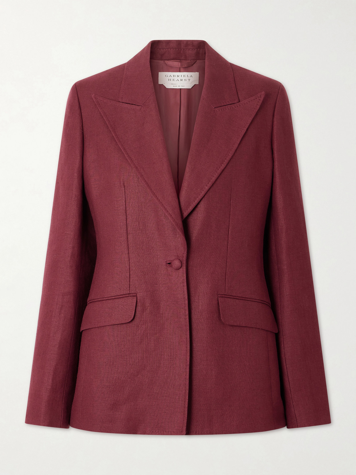 Gabriela Hearst Levia Linen-twill Blazer In Burgundy