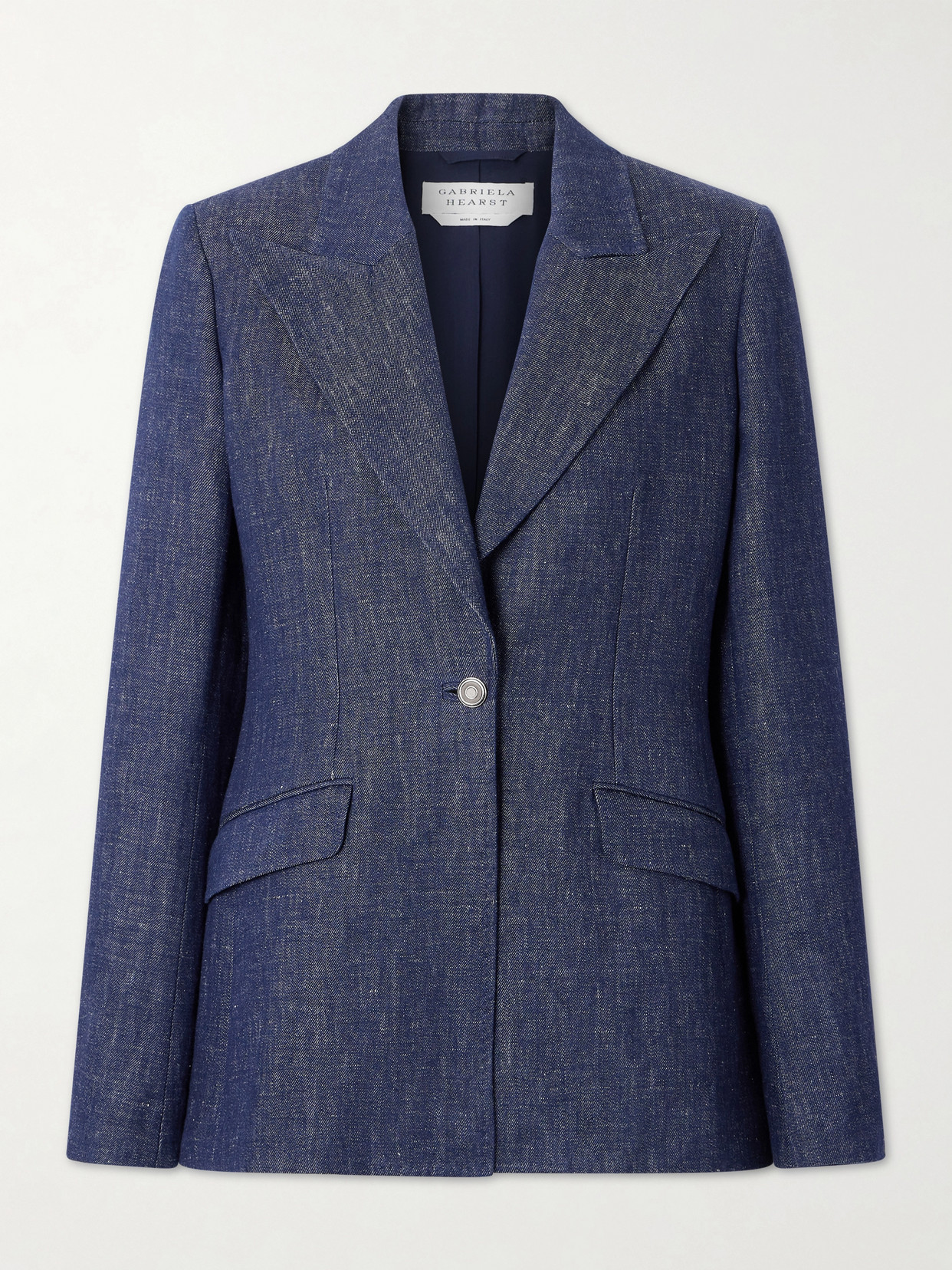 Gabriela Hearst Levia Darted Linen-chambray Blazer In Blue