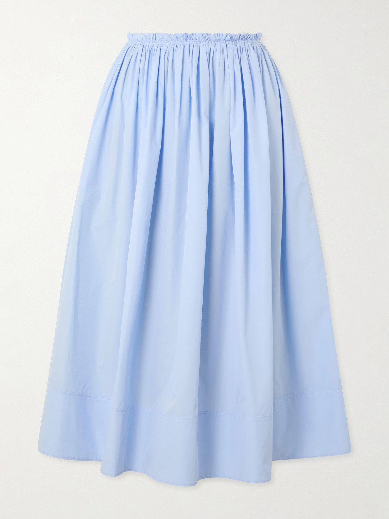 Gabriela Hearst Shiva Gathered Cotton-poplin Maxi Skirt In Blue