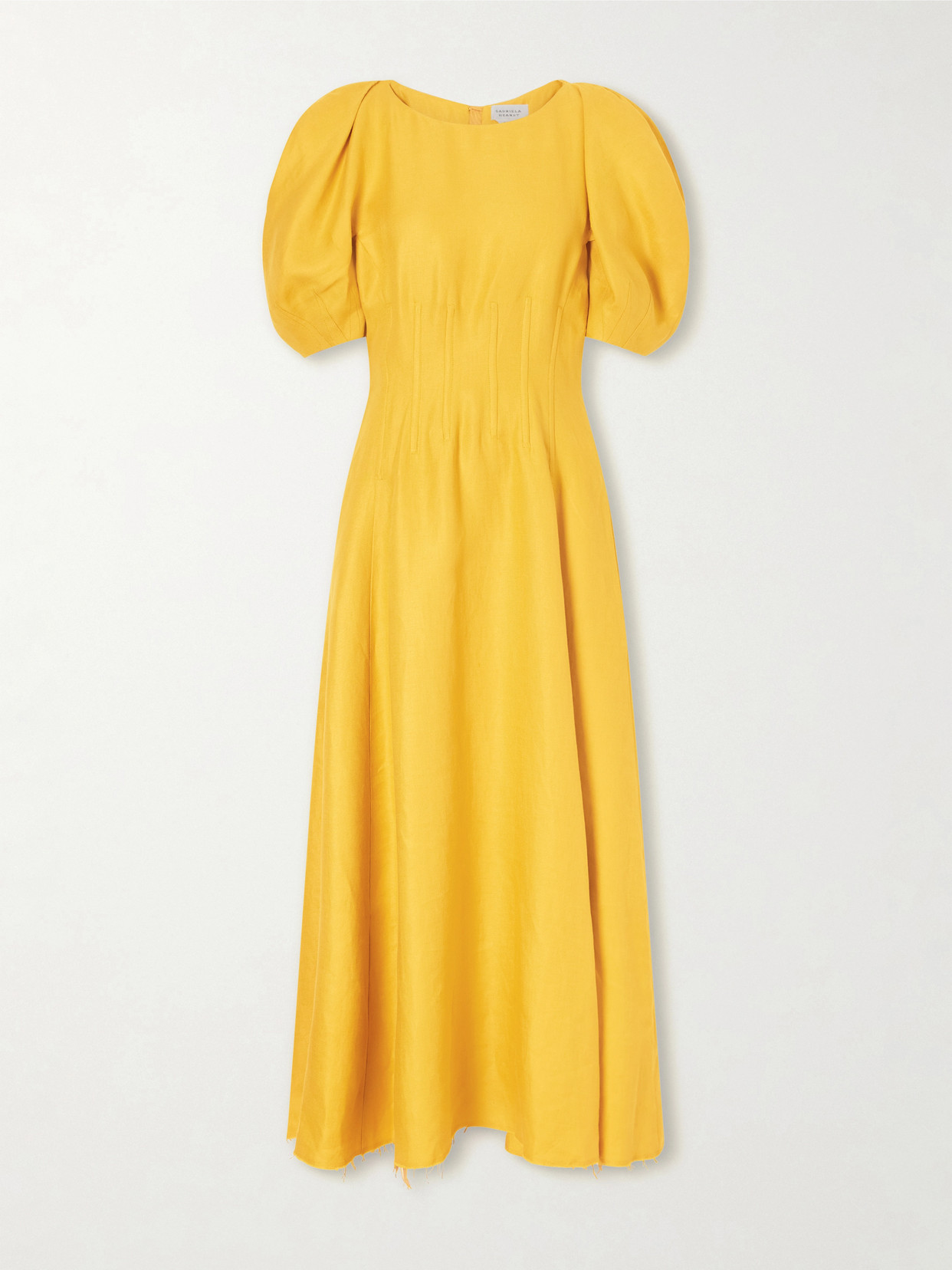 Gabriela Hearst Ranya Linen Midi Dress In Yellow