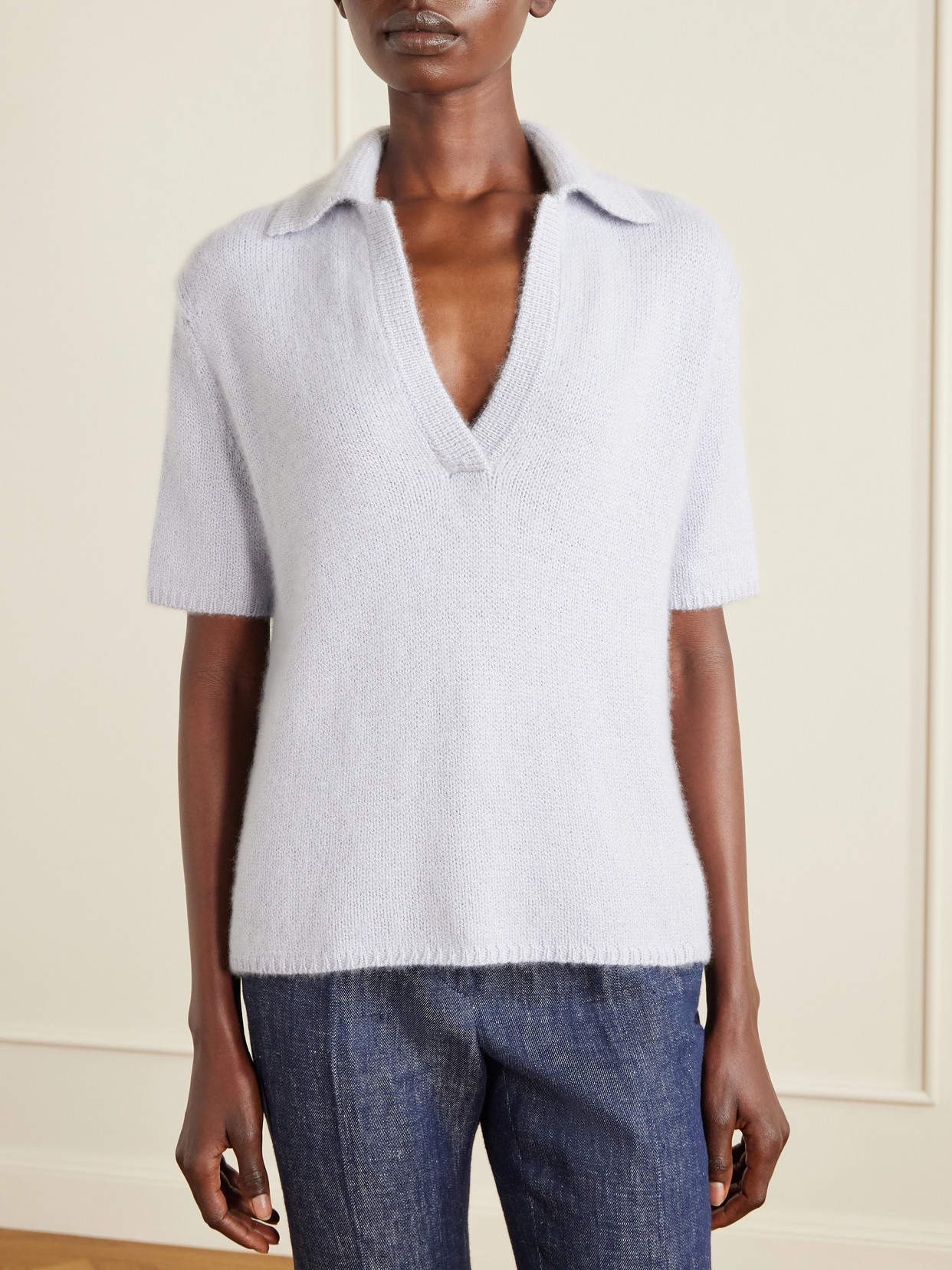 Sohan Brushed-Cashmere Polo Sweater