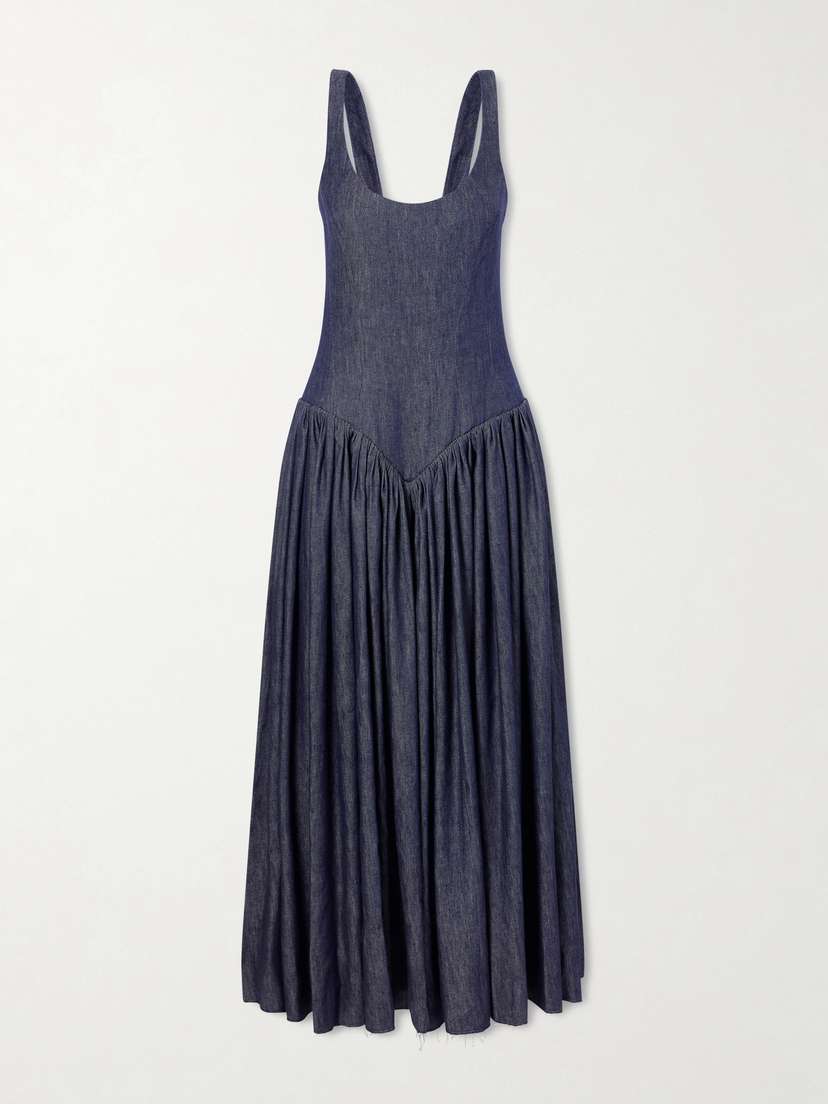 Isai Pleated Linen And Silk-blend Maxi Dress
