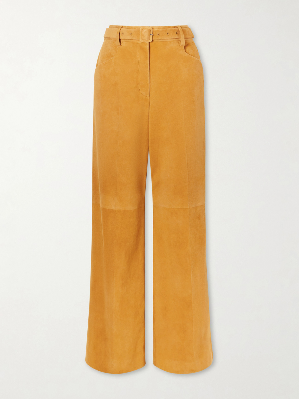 Gabriela Hearst Norman Belted Suede Straight-leg Pants In Orange