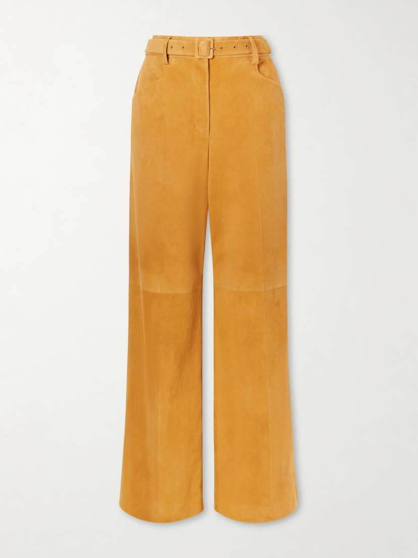 Gabriela Hearst Norman Belted Suede Straight-leg Pants