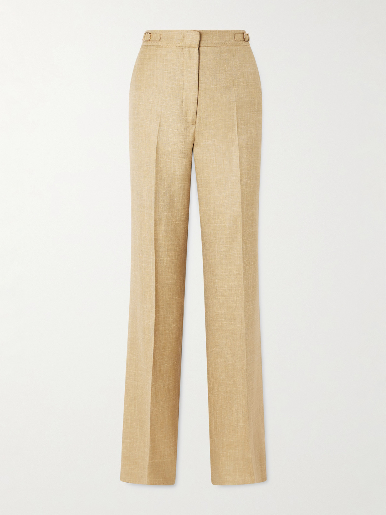 Gabriela Hearst Vesta Wool, Silk And Linen-blend Flared Pants In Brown