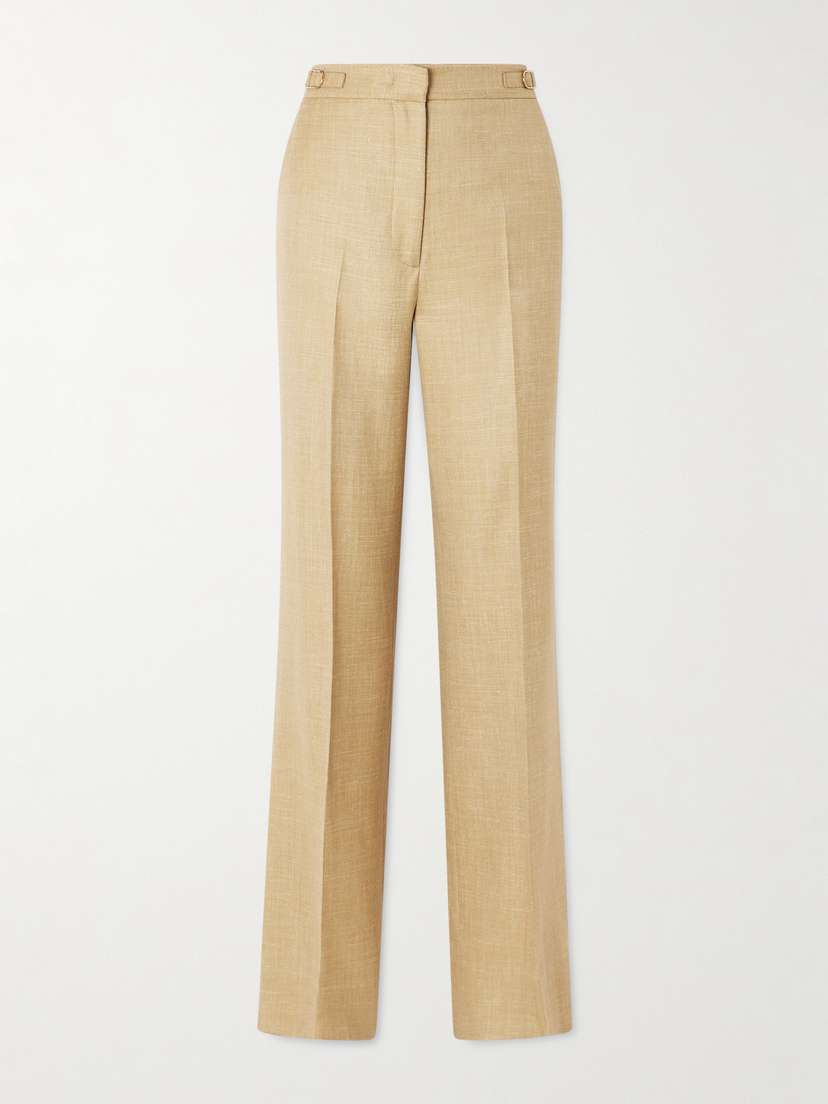 Gabriela Hearst Vesta Wool, Silk And Linen-blend Flared Pants