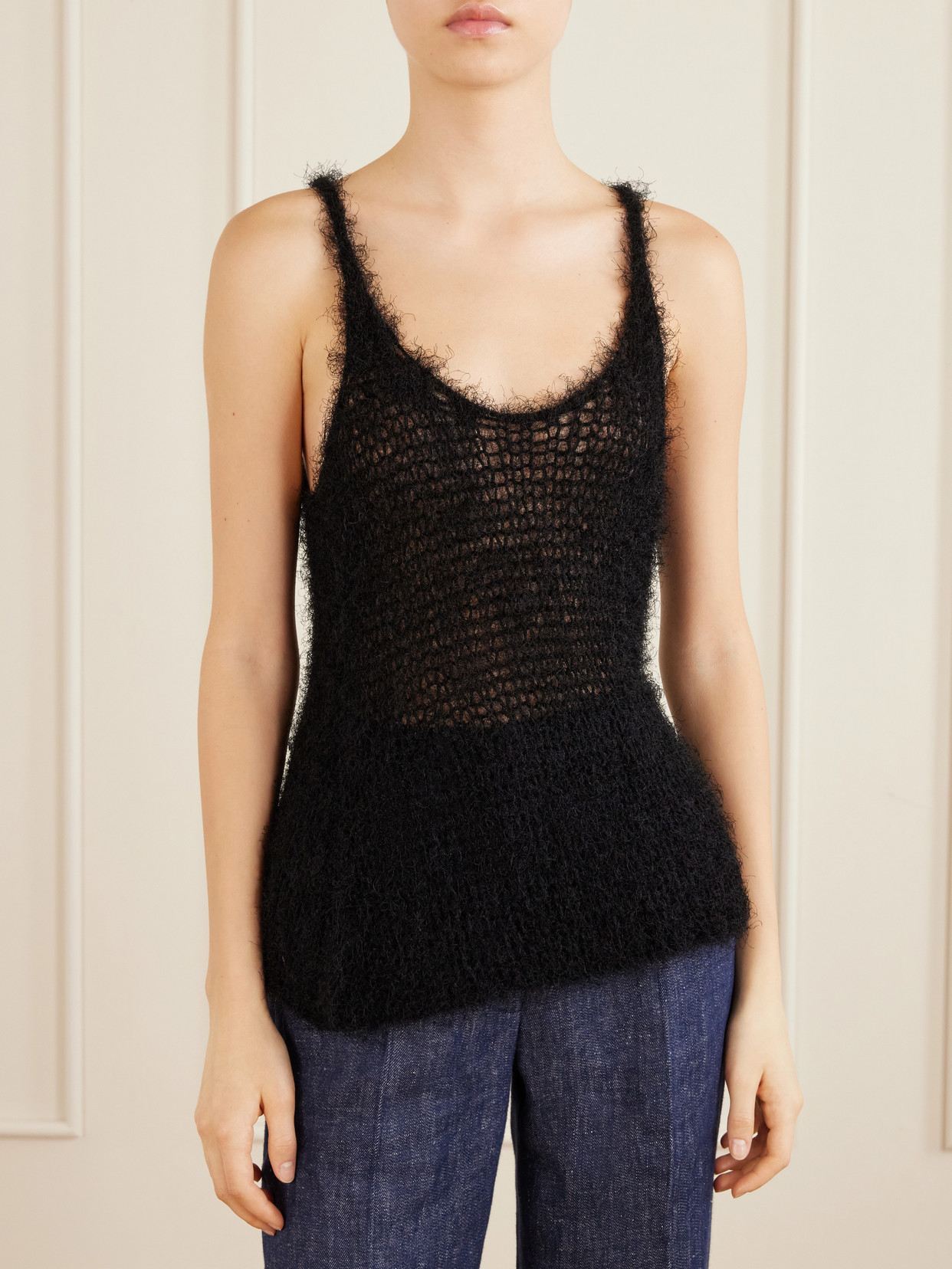 Nur Open-Knit Silk And Cashmere-Blend Top