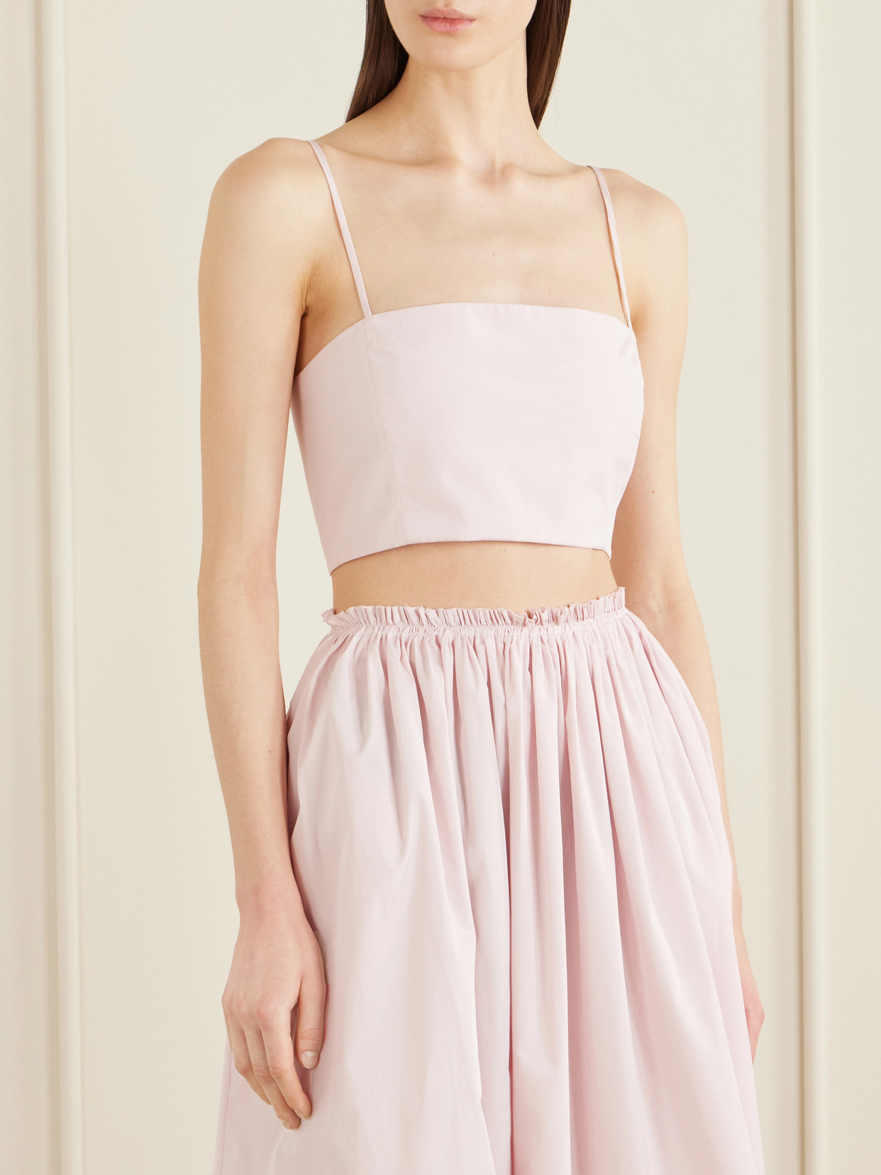 Nadir Cropped Cotton-Poplin Top