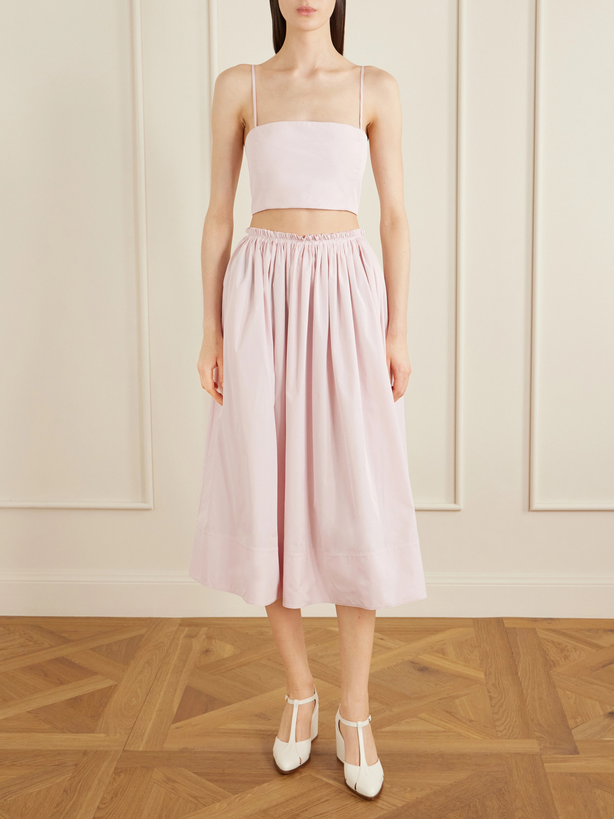 Nadir Cropped Cotton-Poplin Top