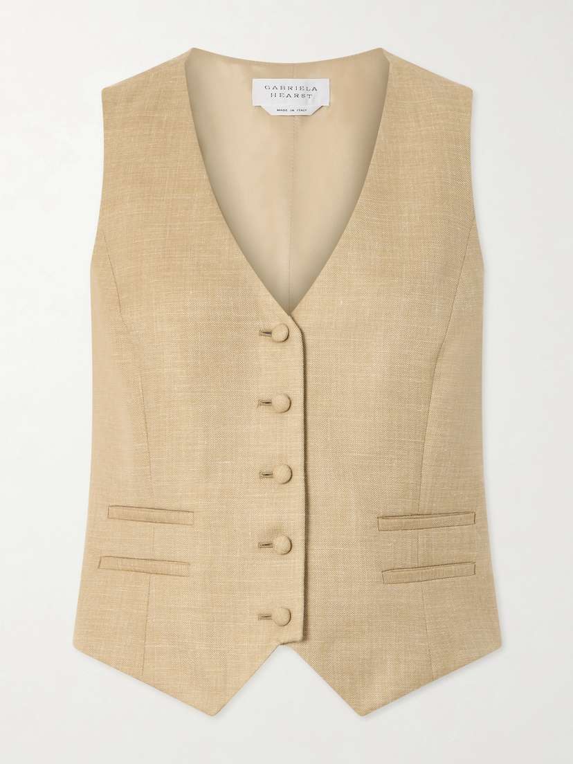Gabriela Hearst Coleridge Wool, Silk And Linen-blend Twill Vest
