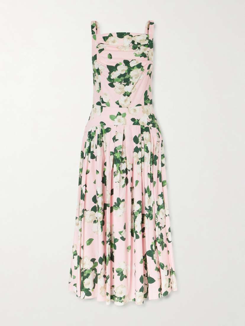 Carolina Herrera Floral-printed Cotton-blend Midi Dress