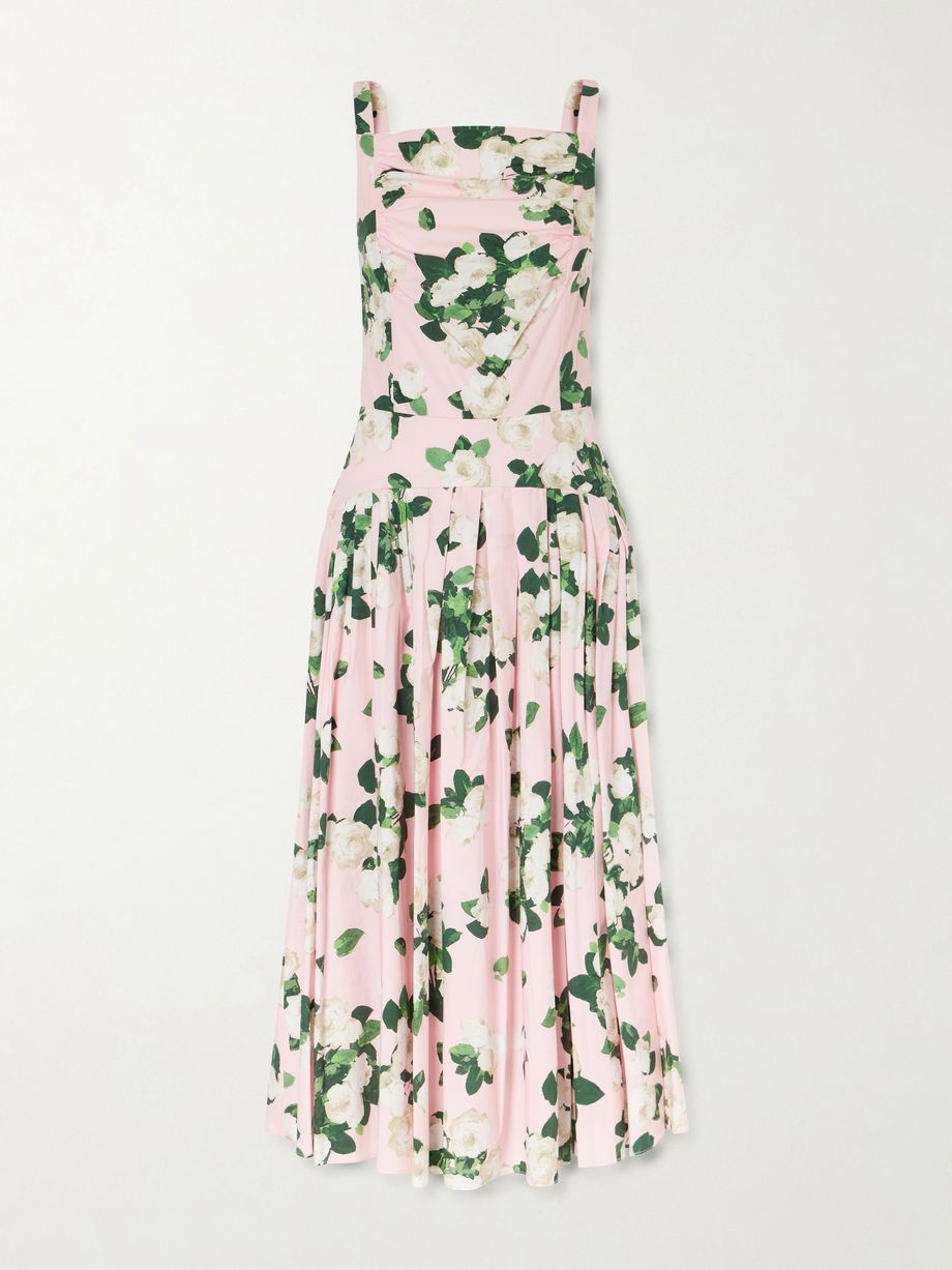 Floral-printed cotton-blend midi dress